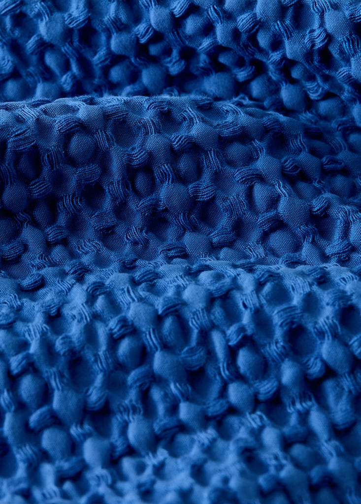 Waffel-Baumwolldecke garment dye Bett 90/105 cm — Blau