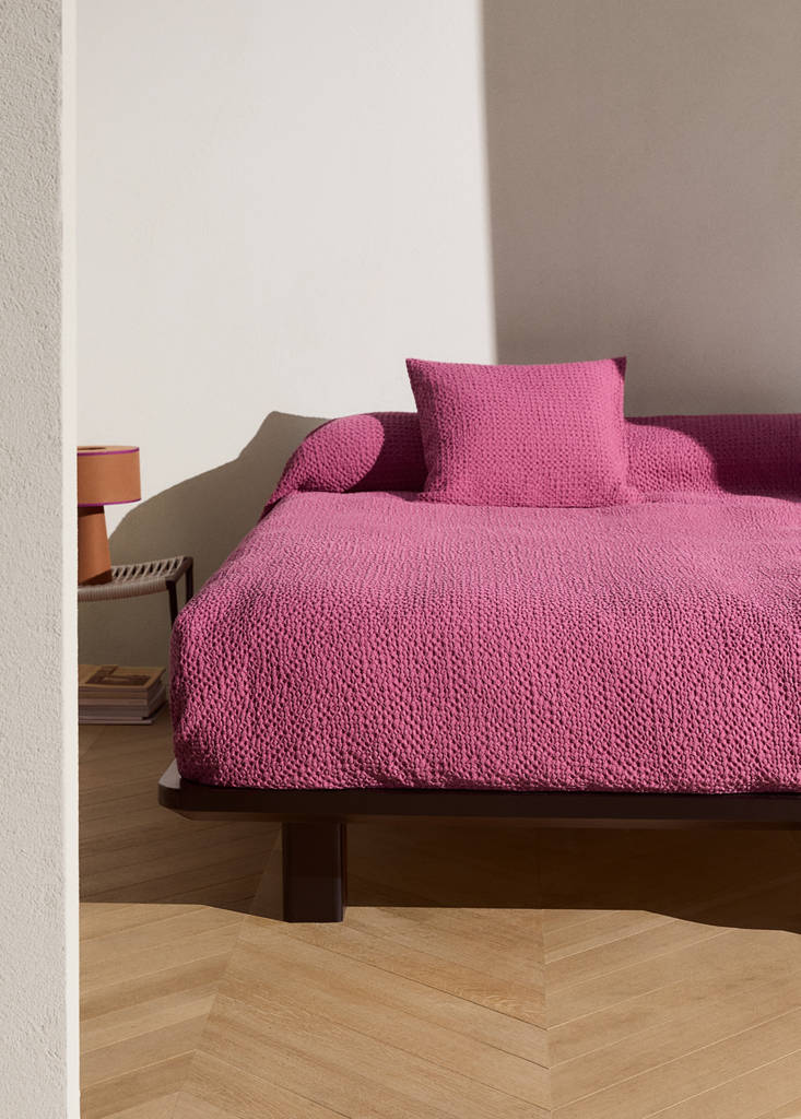 Waffel-Baumwolldecke garment dye Bett 90/105 cm — Geranienrosa