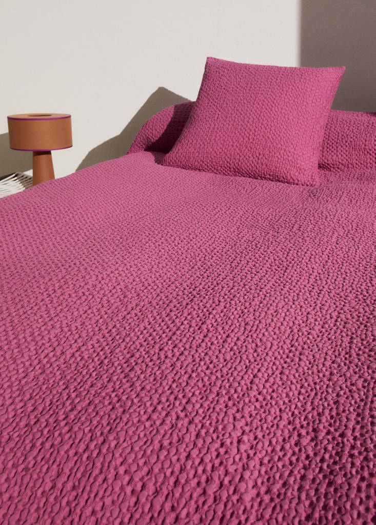 Waffel-Baumwolldecke garment dye Bett 90/105 cm — Geranienrosa