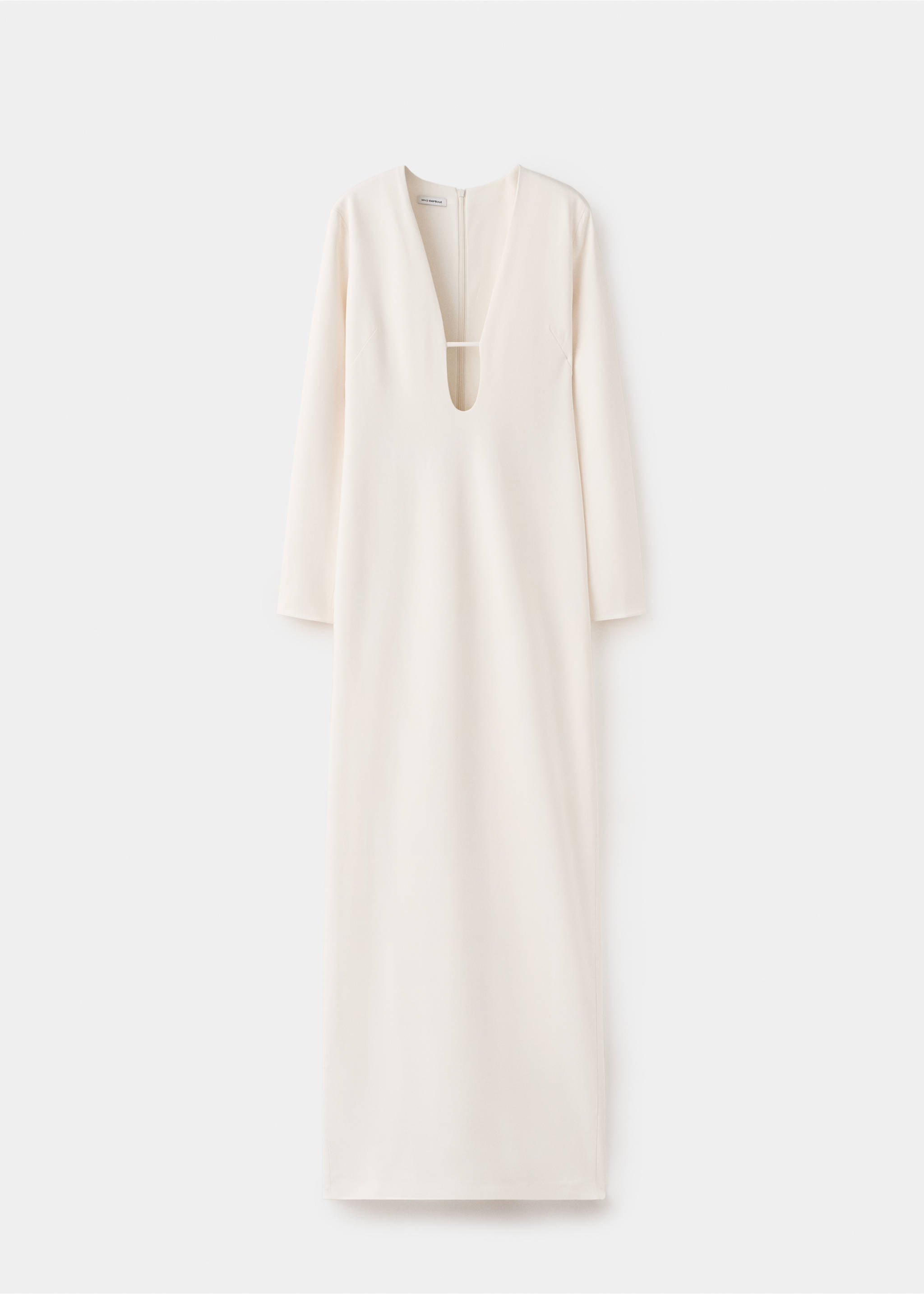V-neckline long dress - Article without model, Ecru. Ref: 27075992-00.