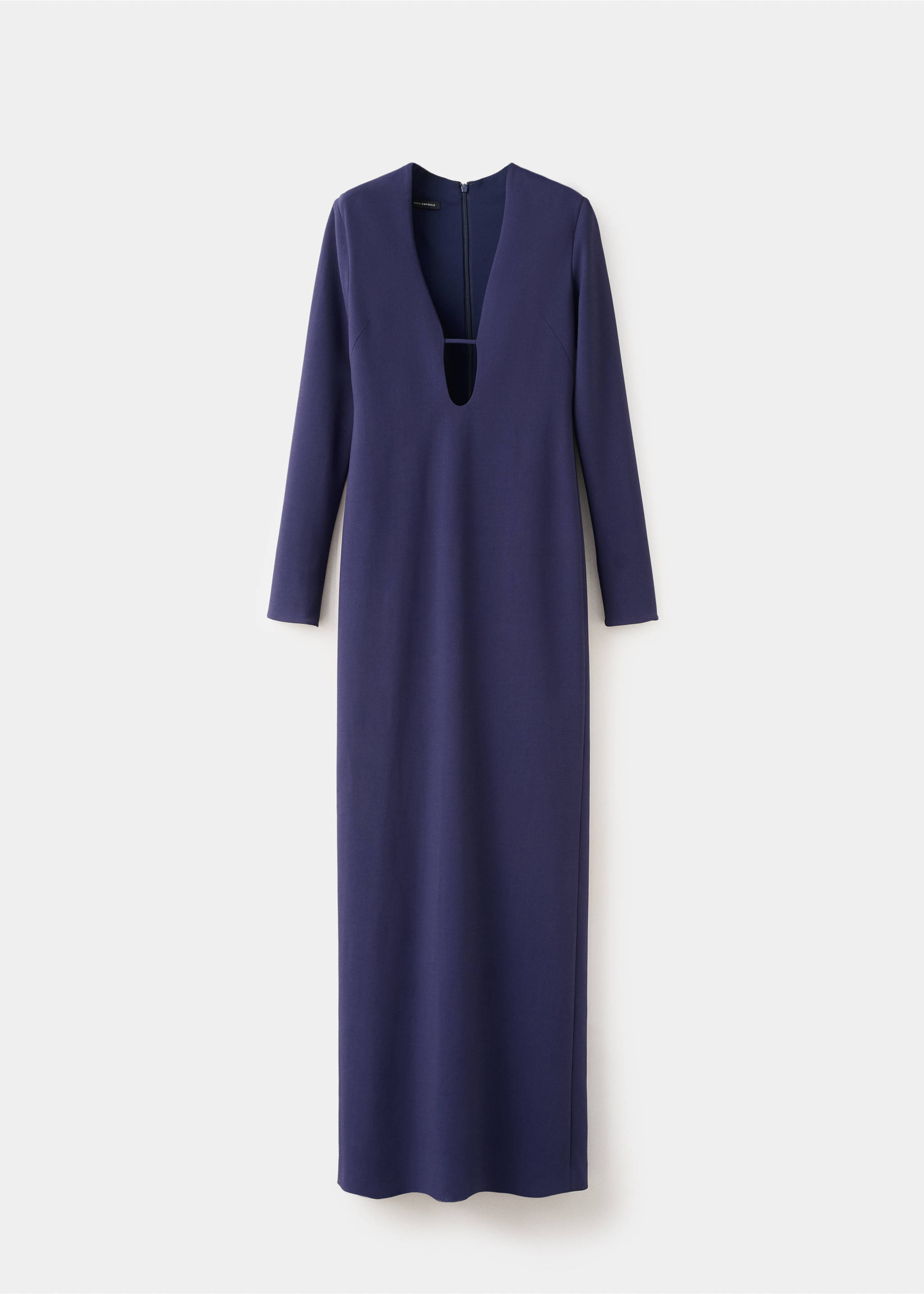 Langes Kleid mit V-Ausschnitt - Artikel ohne Model, Nachtblau. Ref: 27075992-00.