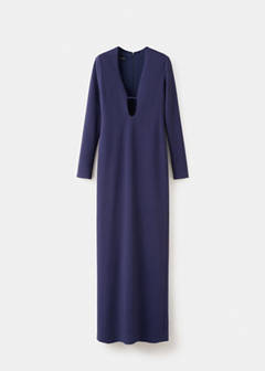 V-neckline long dress — Night Blue 4