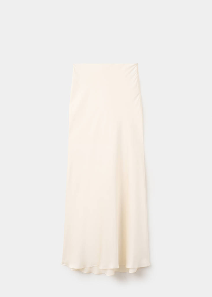 Satin maxi-skirt — Ecru