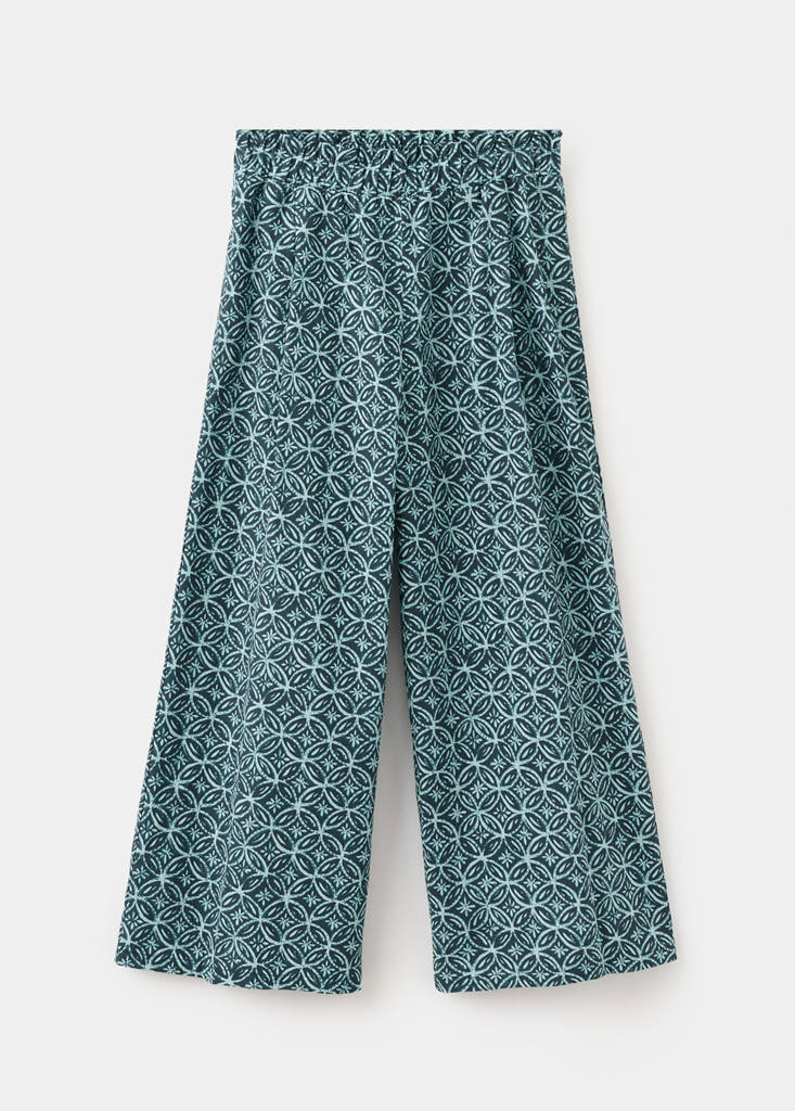 Printed cotton trousers — Navy
