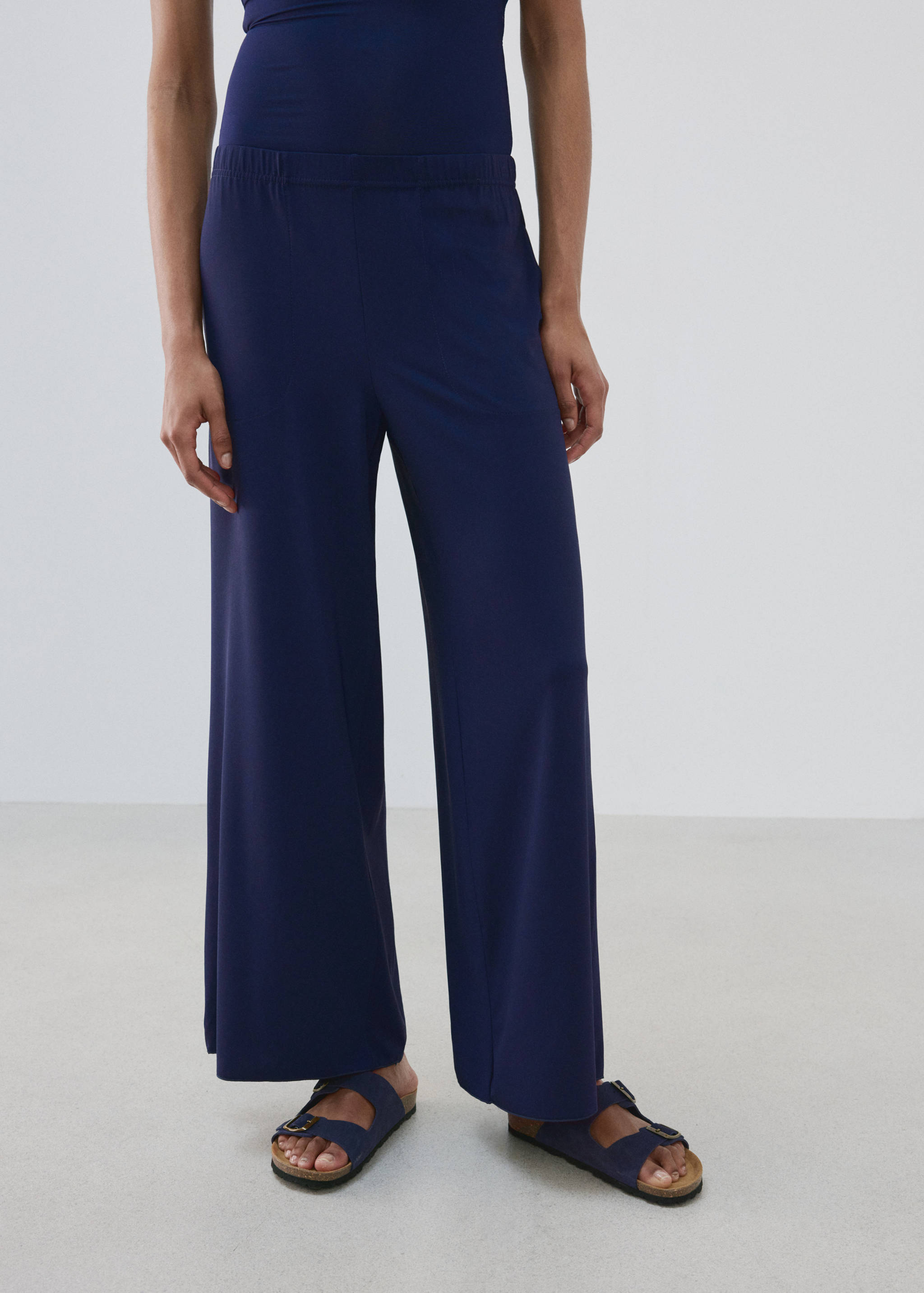 Pantalon fluide taille élastique - Plan moyen