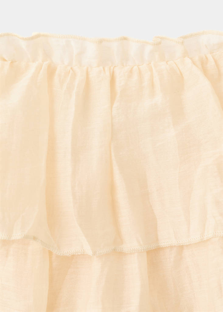 Ruffled lyocell top — Ecru