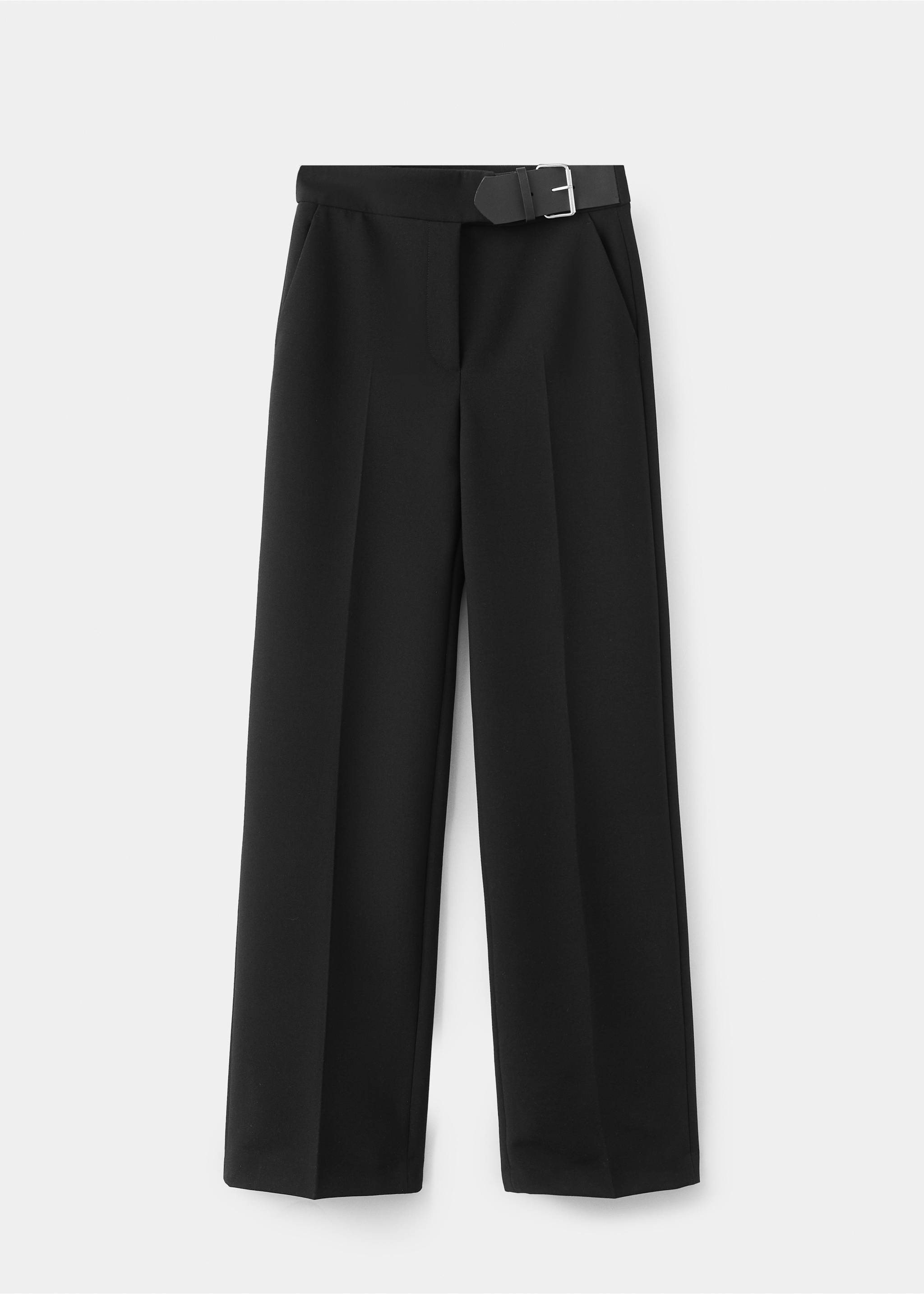 Pantalon droit avec ceinture - Article sans modèle, Noir. Ref: 27075997-00.