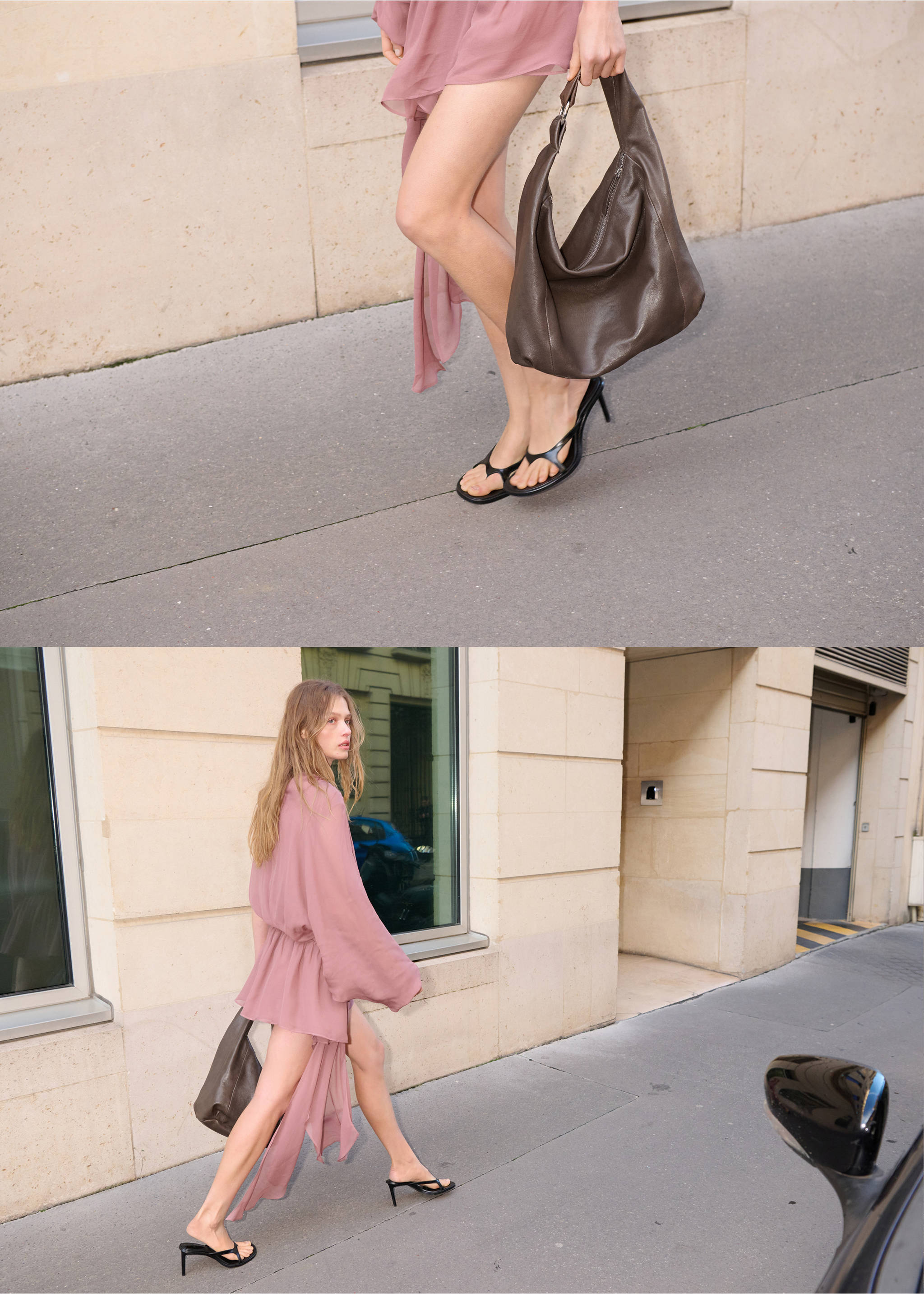 Sac en cuir style cabas détail métallique - Plan général, Chocolat. Ref: 27075999-00.