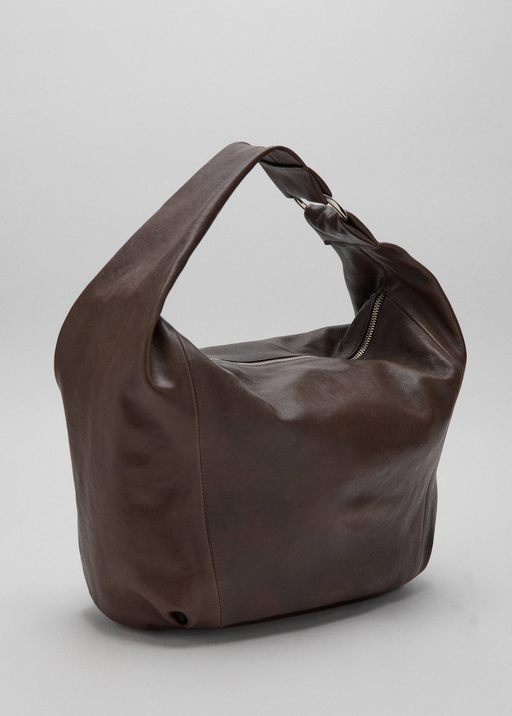 Ring detail leather drawstring bag - Medium plane