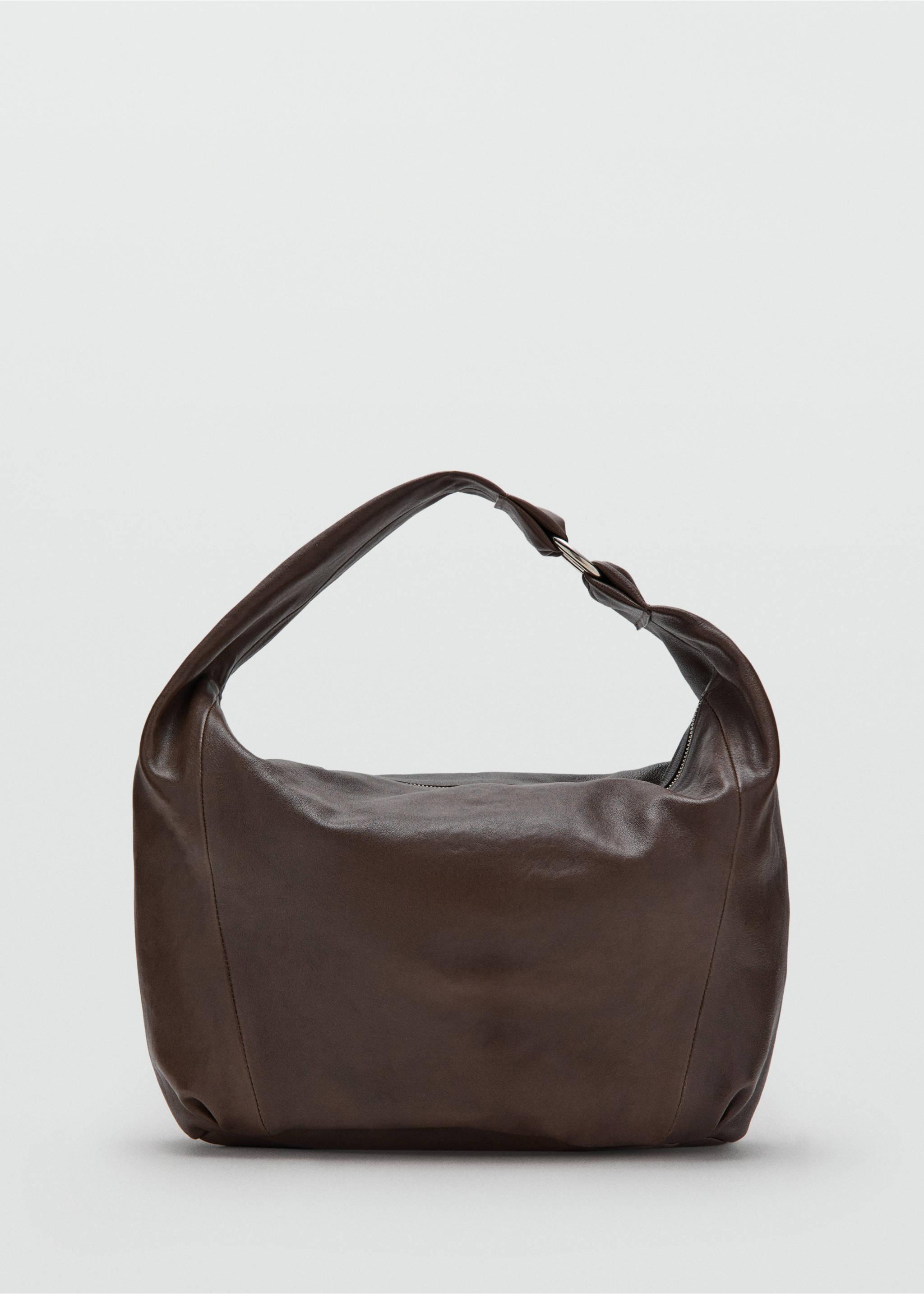 Ring detail leather drawstring bag - Article without model, Chocolate. Ref: 27075999-00.