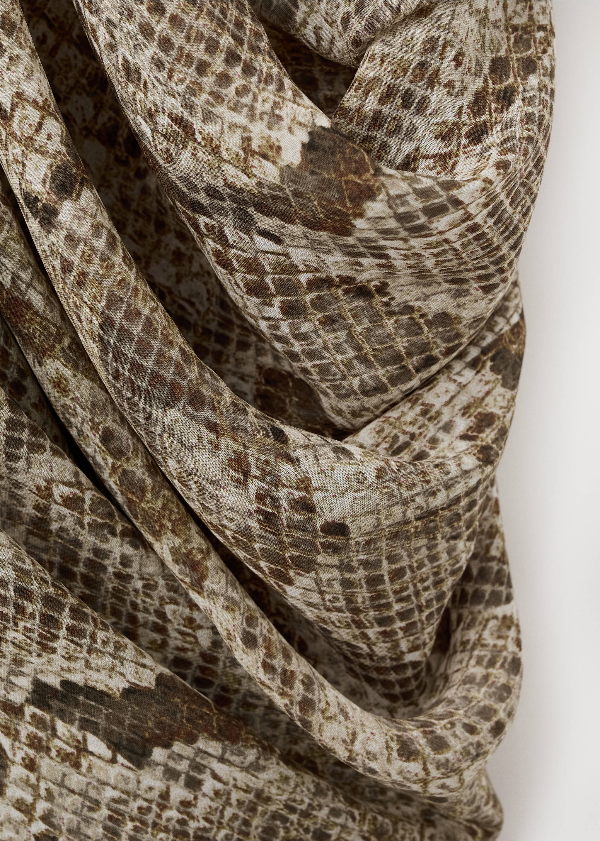 Midikjol med animal print - Detaljer om artikeln 8, Khaki. Ref: 27076000-00.