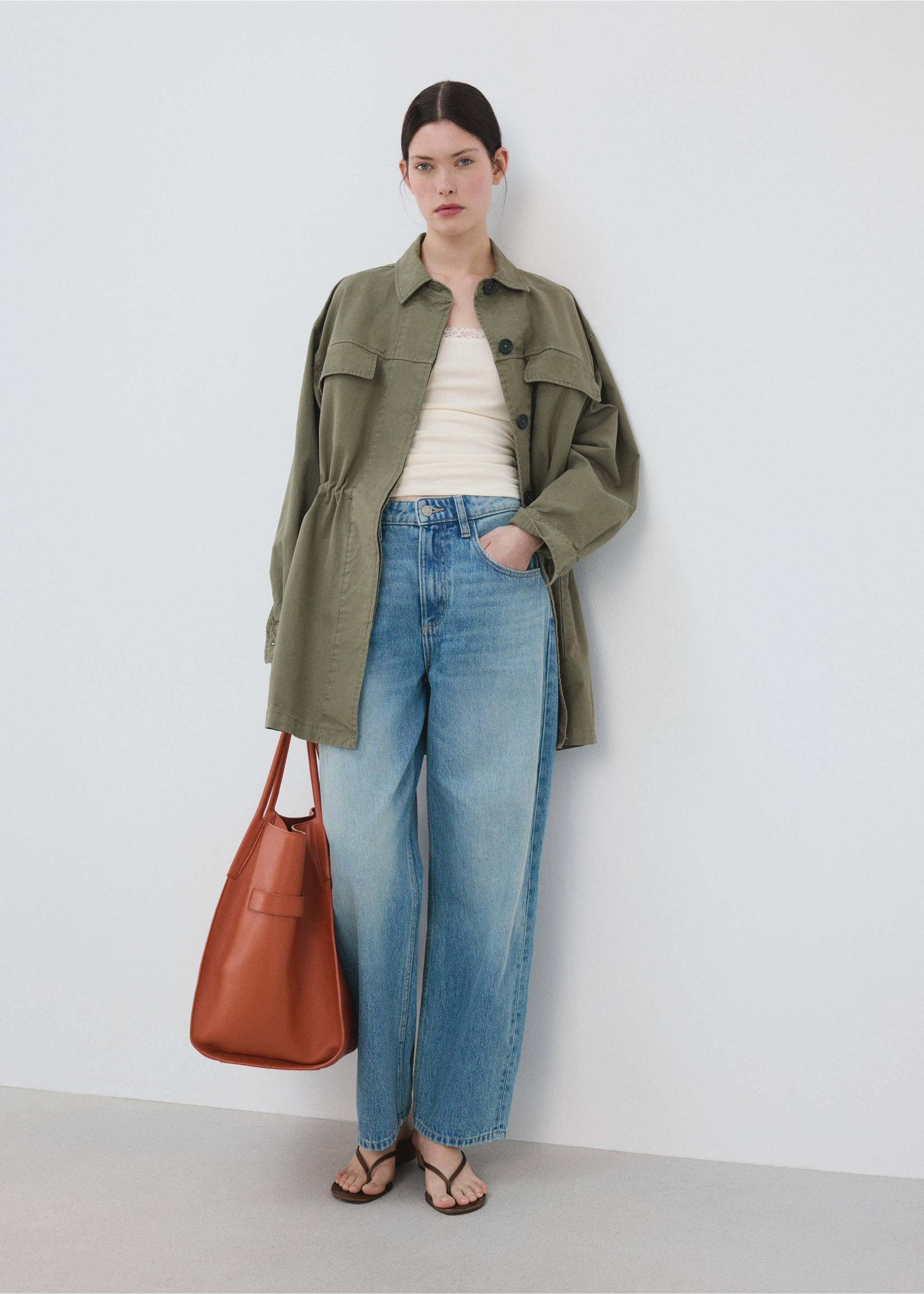 Top escote encaje - Plano general, Vainilla. Ref: 27076001-00.