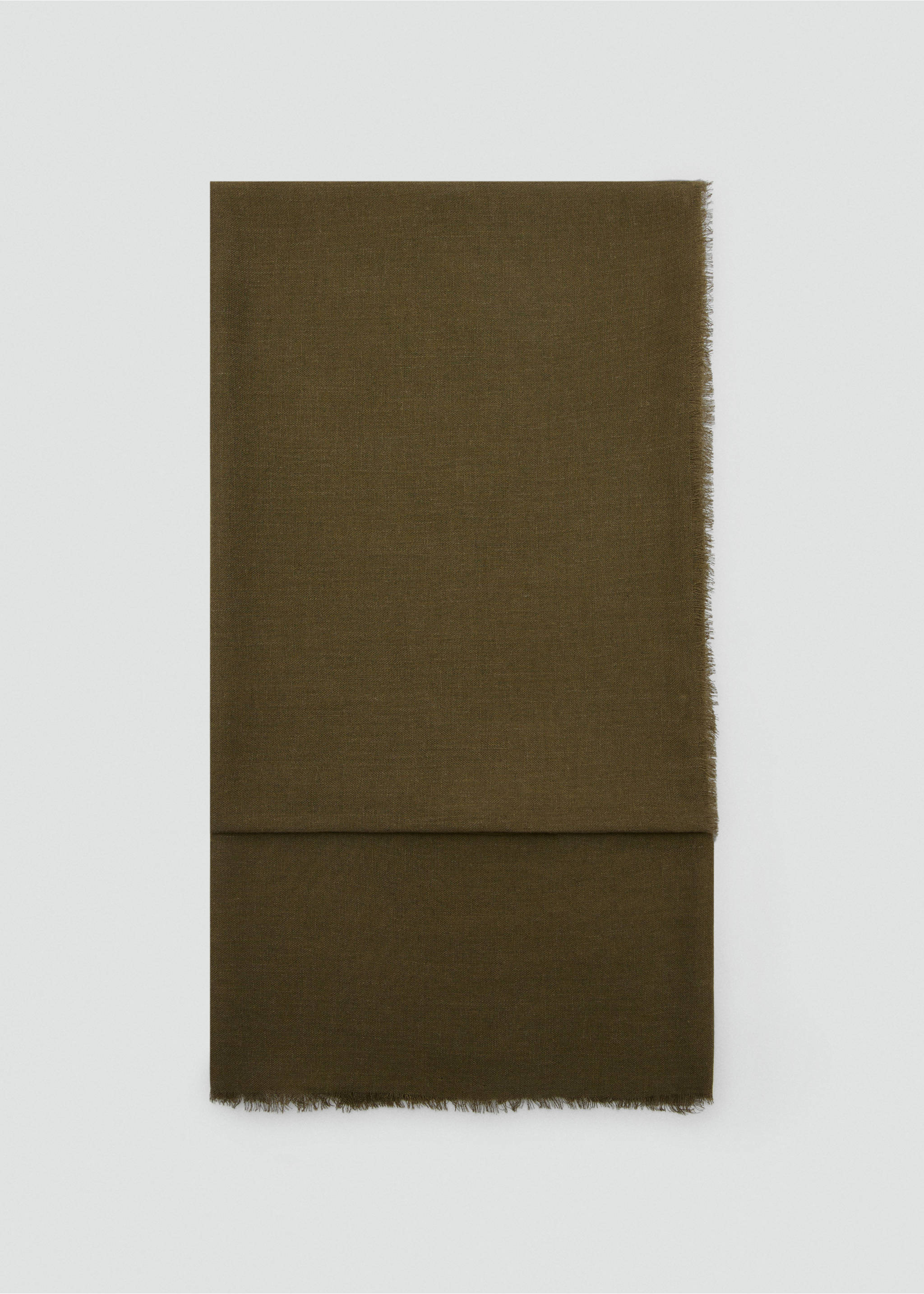 Frayed edge linen scarf - Article without model, Khaki. Ref: 27076336-00.