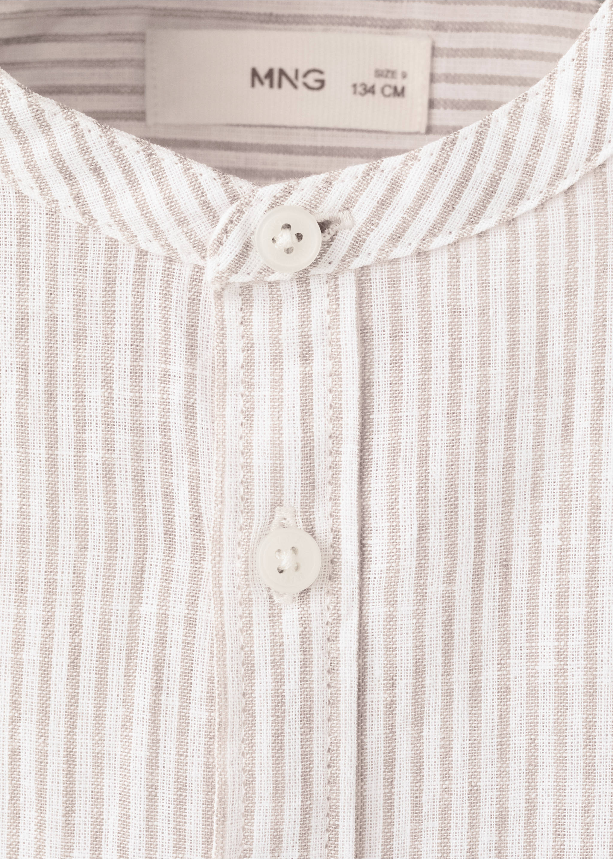 Camisa lino rayas - Detalle del artículo 8, Arena. Ref: 27076338-00.