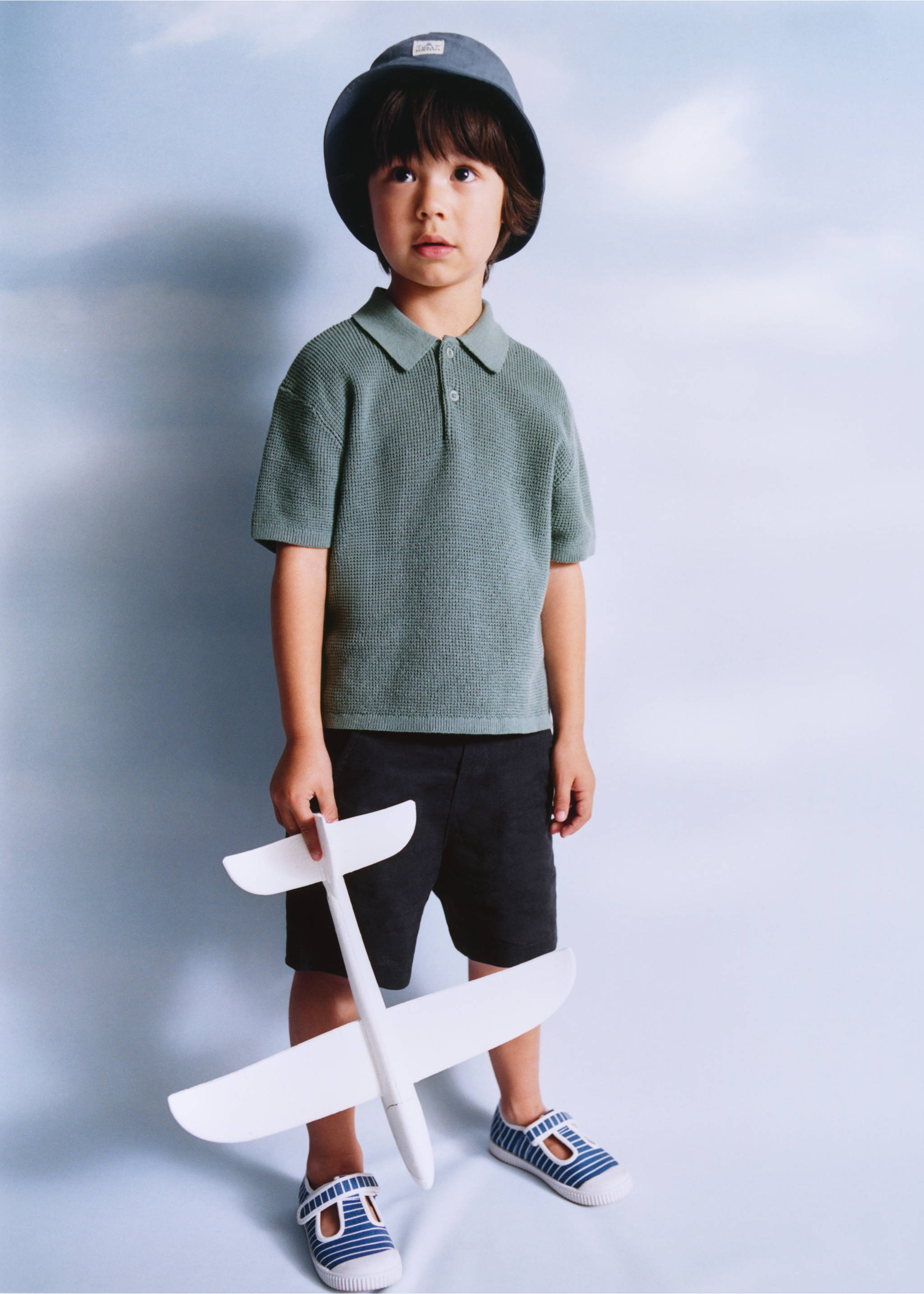 Linen-blend Bermuda shorts - Details of the article 5, Navy. Ref: 27076339-00.