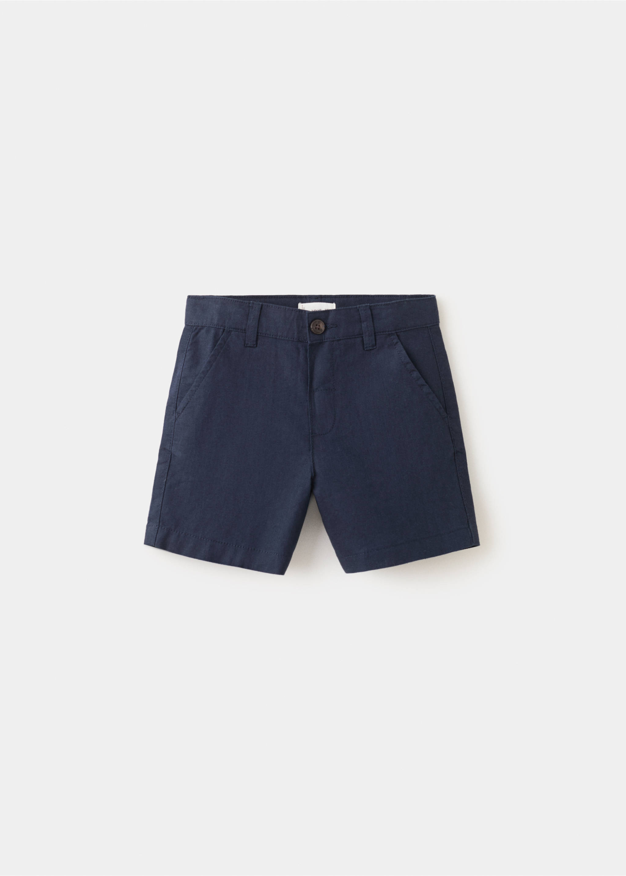 Linen-blend Bermuda shorts - Article without model, Navy. Ref: 27076339-00.