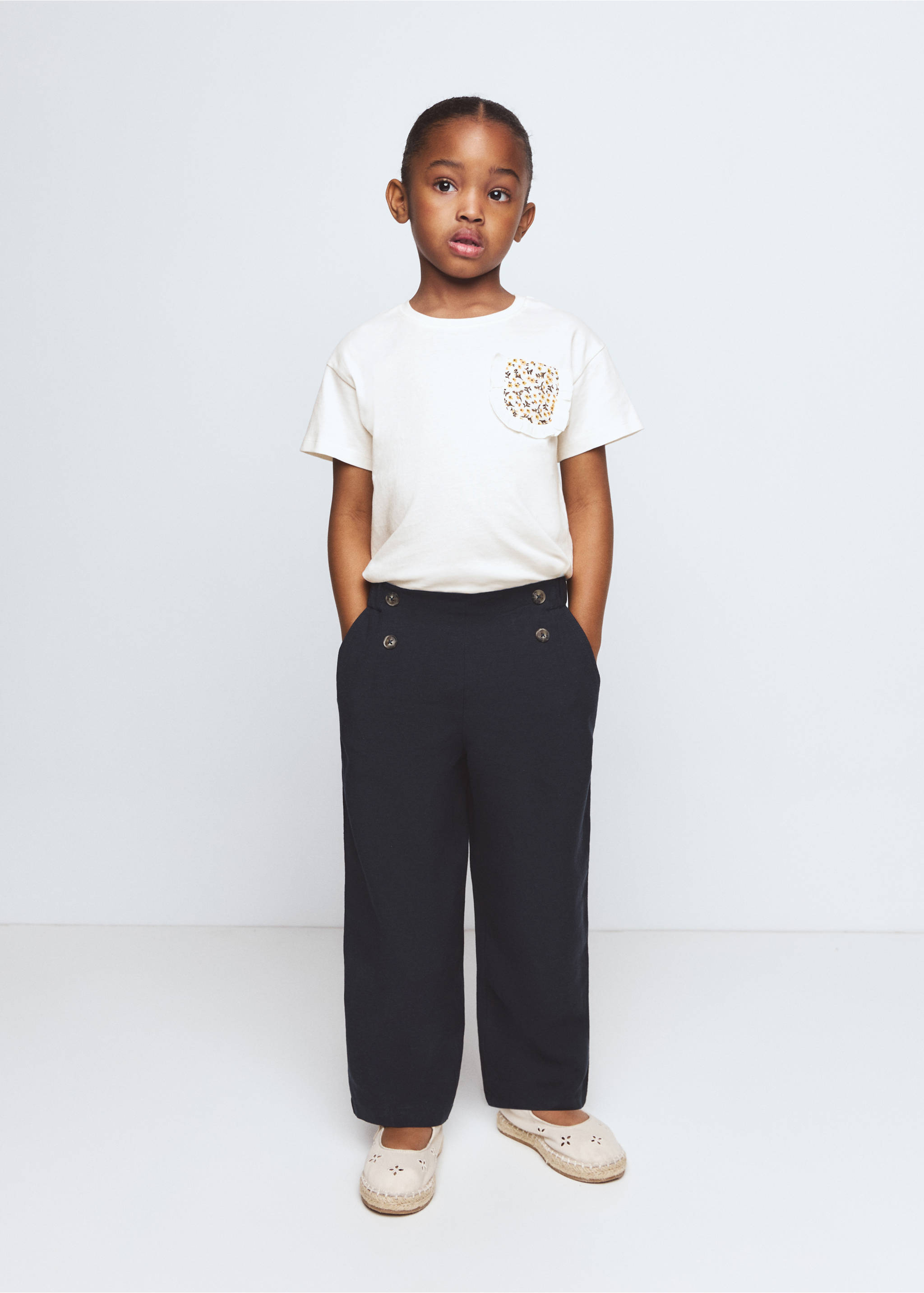 Lyocell linen double-breasted trousers - General plane, Navy. Ref: 27076341-00.