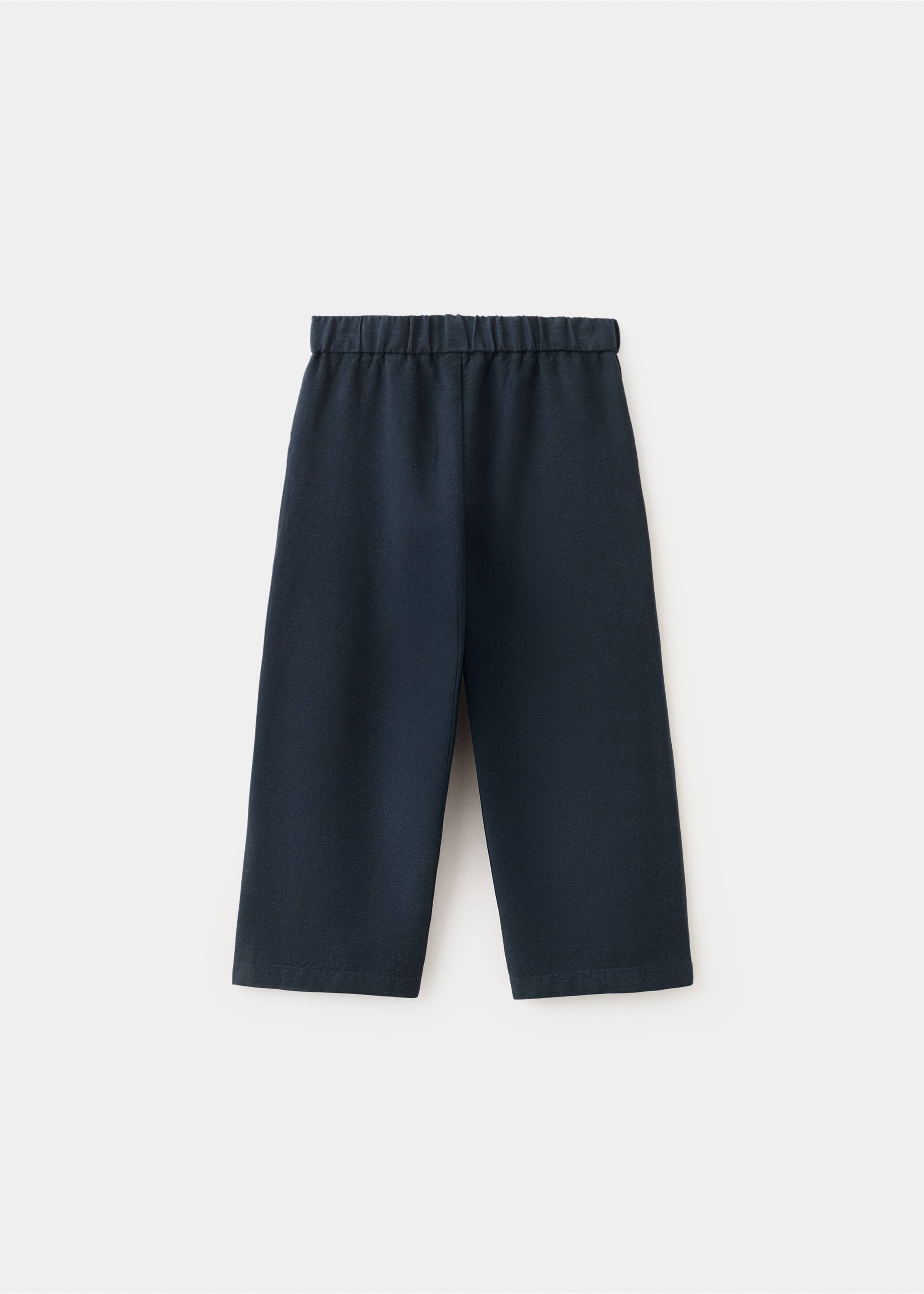 Pantalón lyocell lino doble botonadura - Reverso del artículo, Azul marino. Ref: 27076341-00.