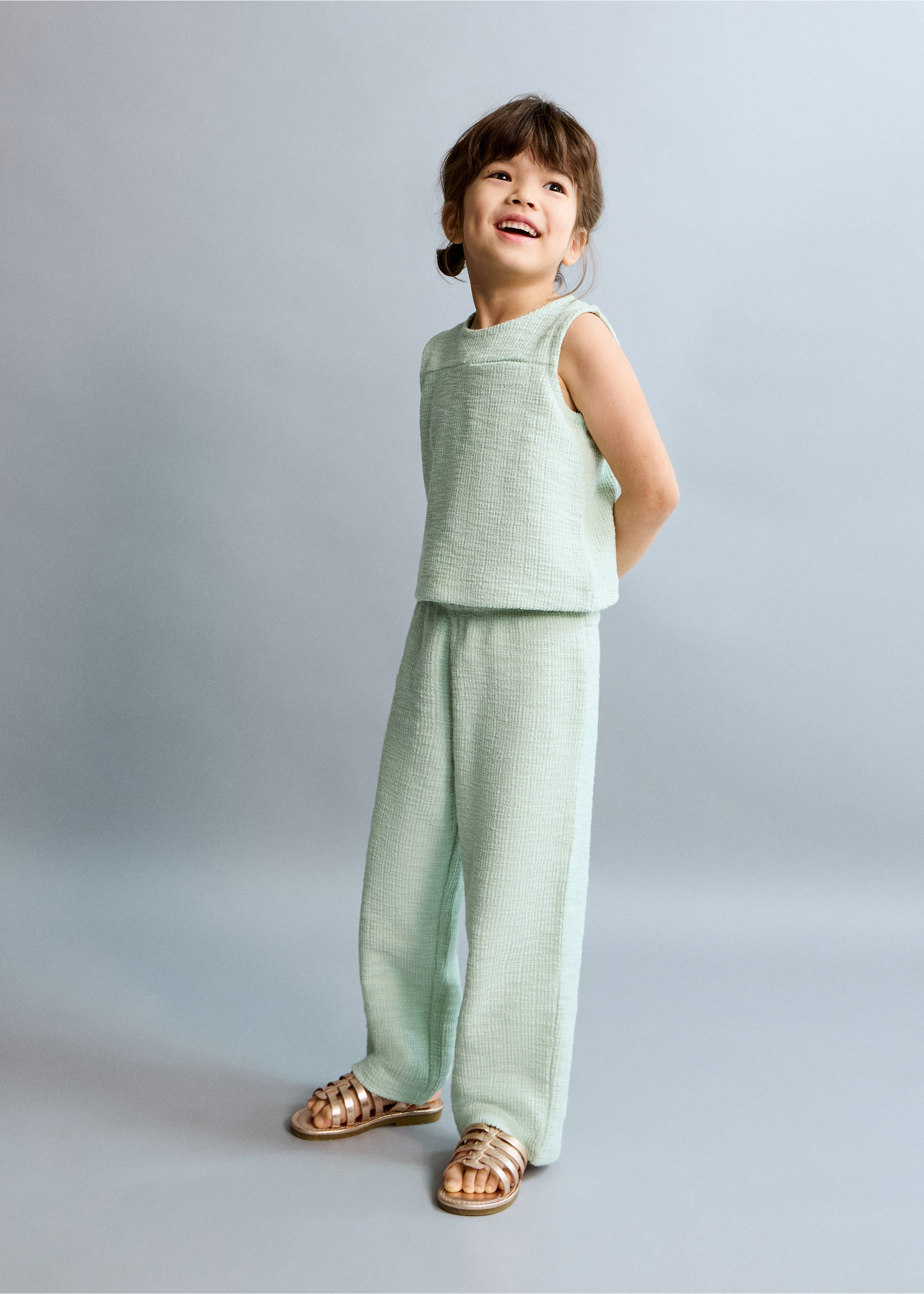 Straight knitted trousers - General plane, Aqua Green. Ref: 27076342-00.
