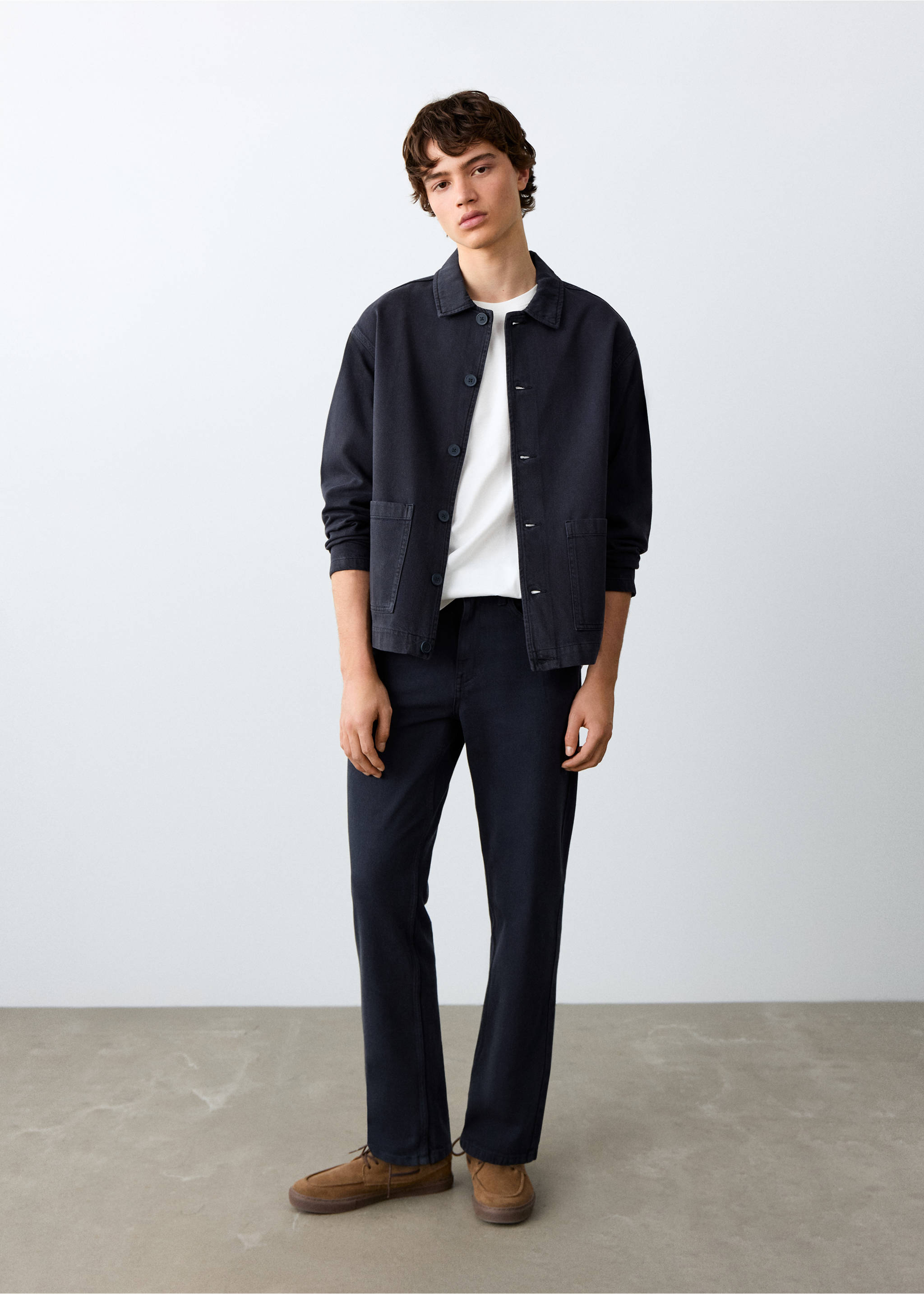 Sobrecamisa algodão bolsos - Plano geral, Azul-marinho escuro. Ref: 27076343-00.