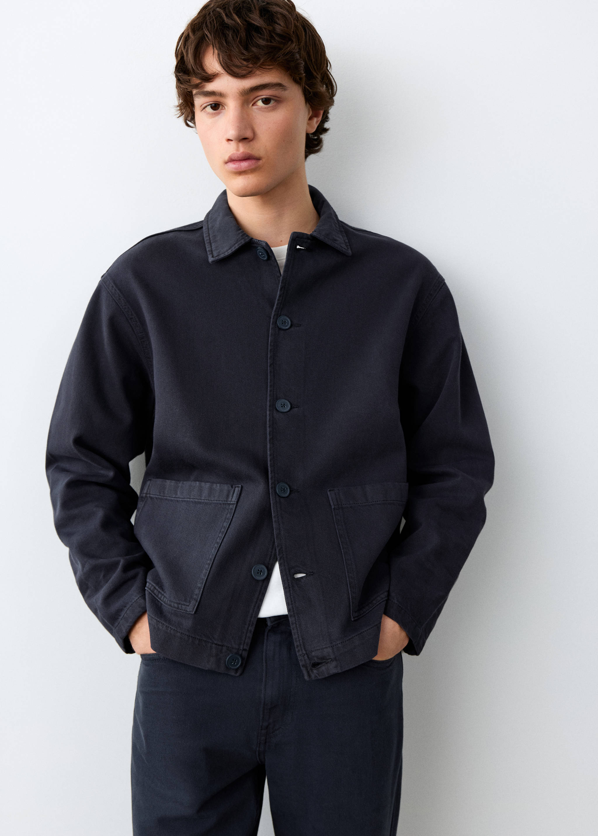Pocketed cotton overshirt - Medium plane