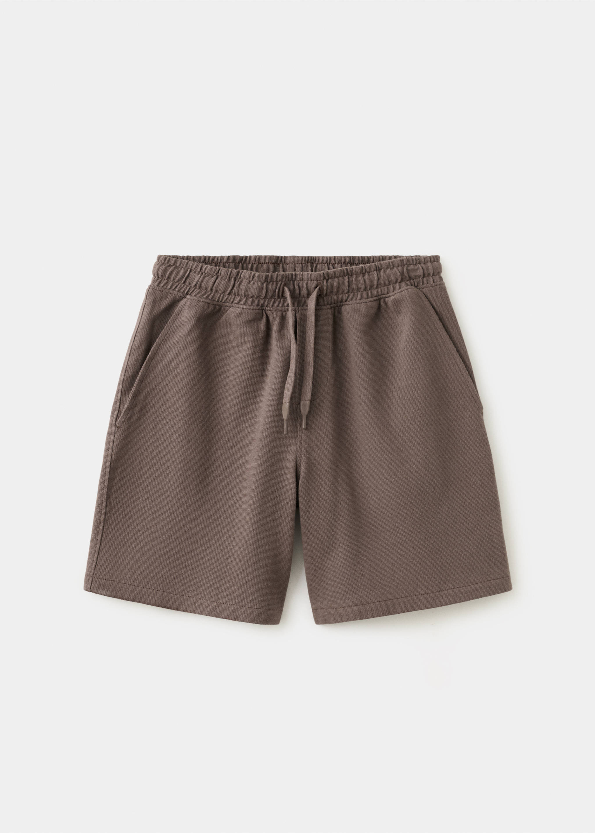 Cotton shorts with drawstring - Article without model, Chocolate. Ref: 27076344-00.