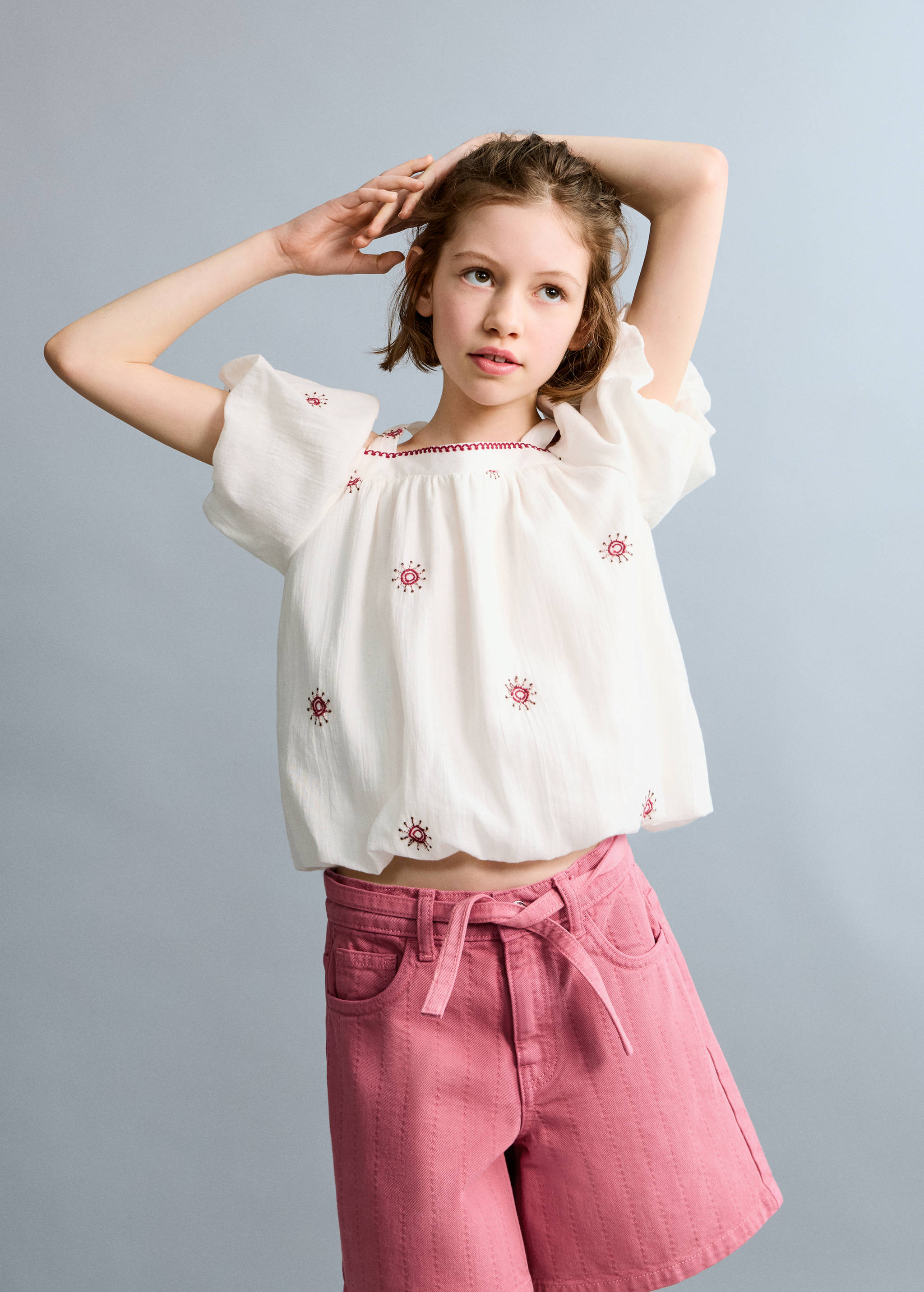 Denim bermuda shorts with belt - Medium plane