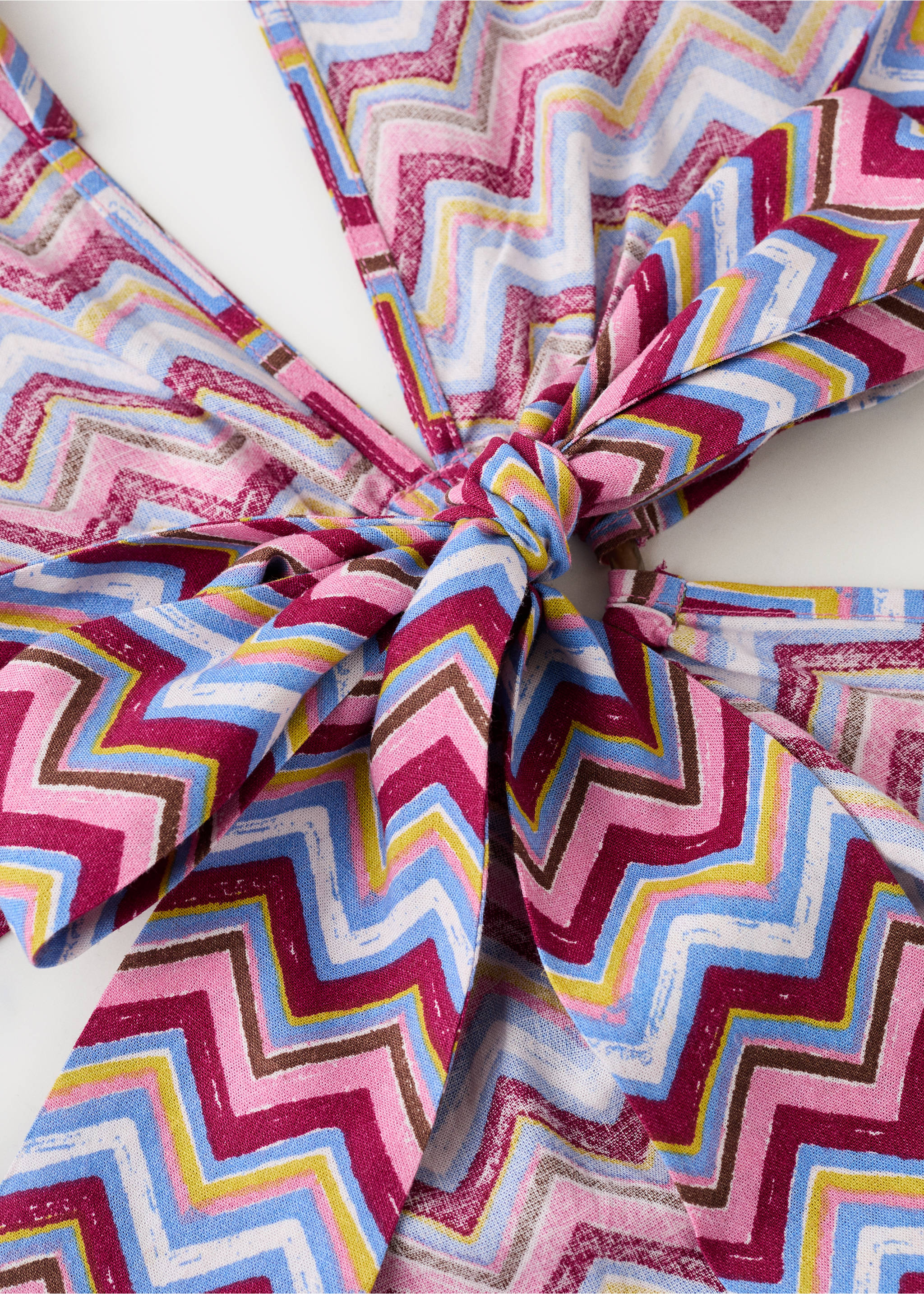 Printed dress with cut-out - Details of the article 0, Sky Blue. Ref: 27076346-00.