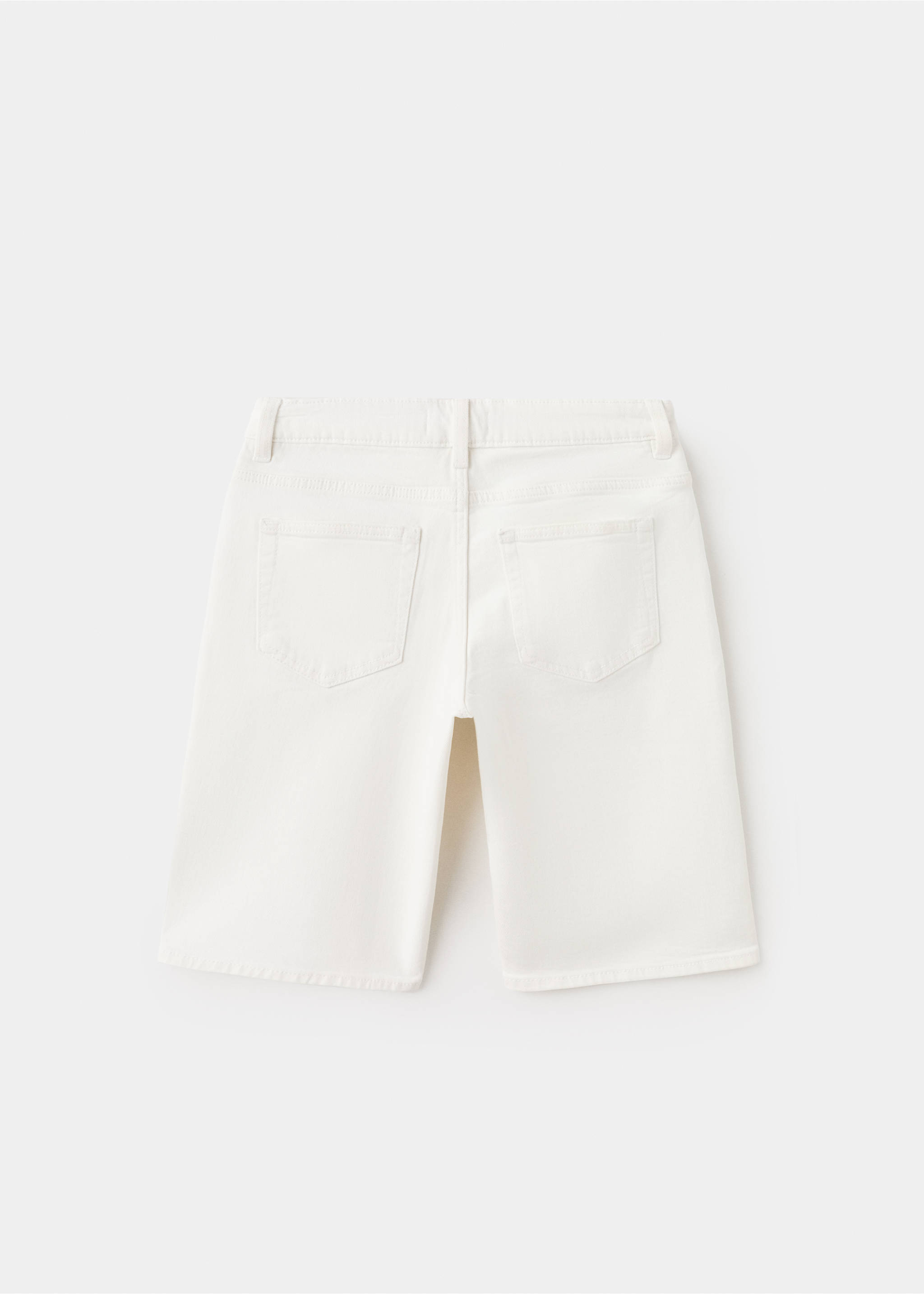 Straight-fit denim bermuda shorts - Reverse of the article, White. Ref: 27076348-00.