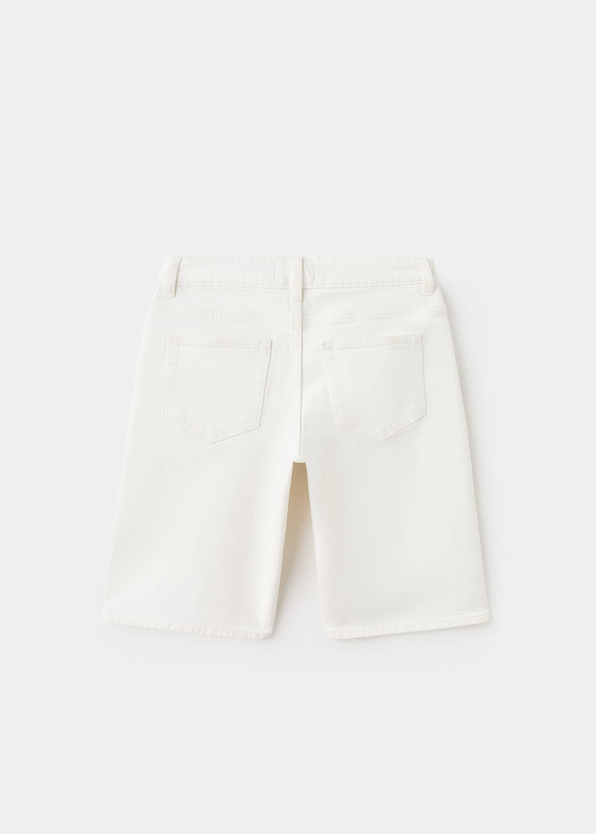 Straight-fit denim bermuda shorts — White