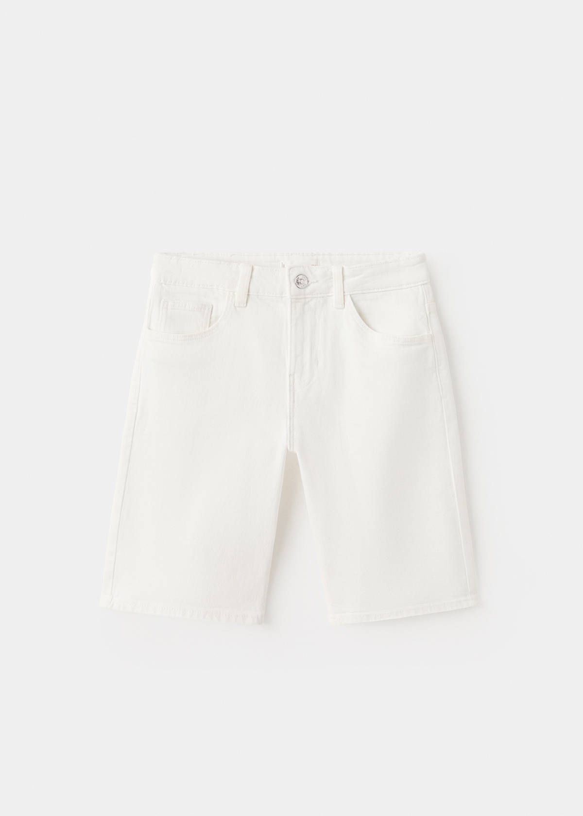 Straight-fit denim bermuda shorts — White