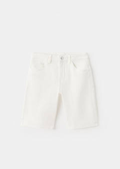 Straight-fit denim bermuda shorts — White 3