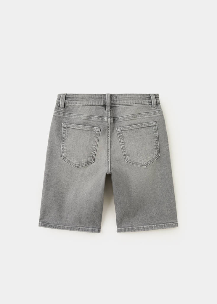 Straight-fit denim bermuda shorts — Denim Grey