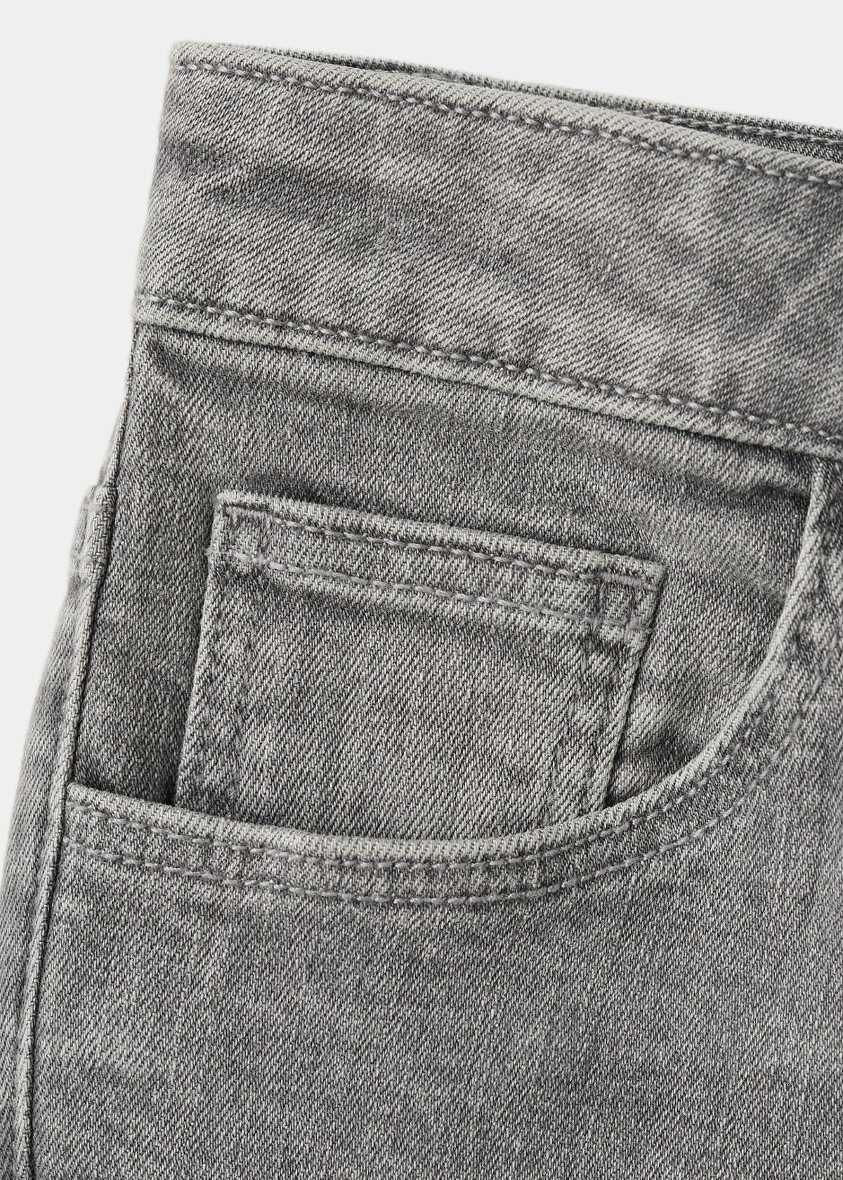 Straight-fit denim bermuda shorts — Denim Grey