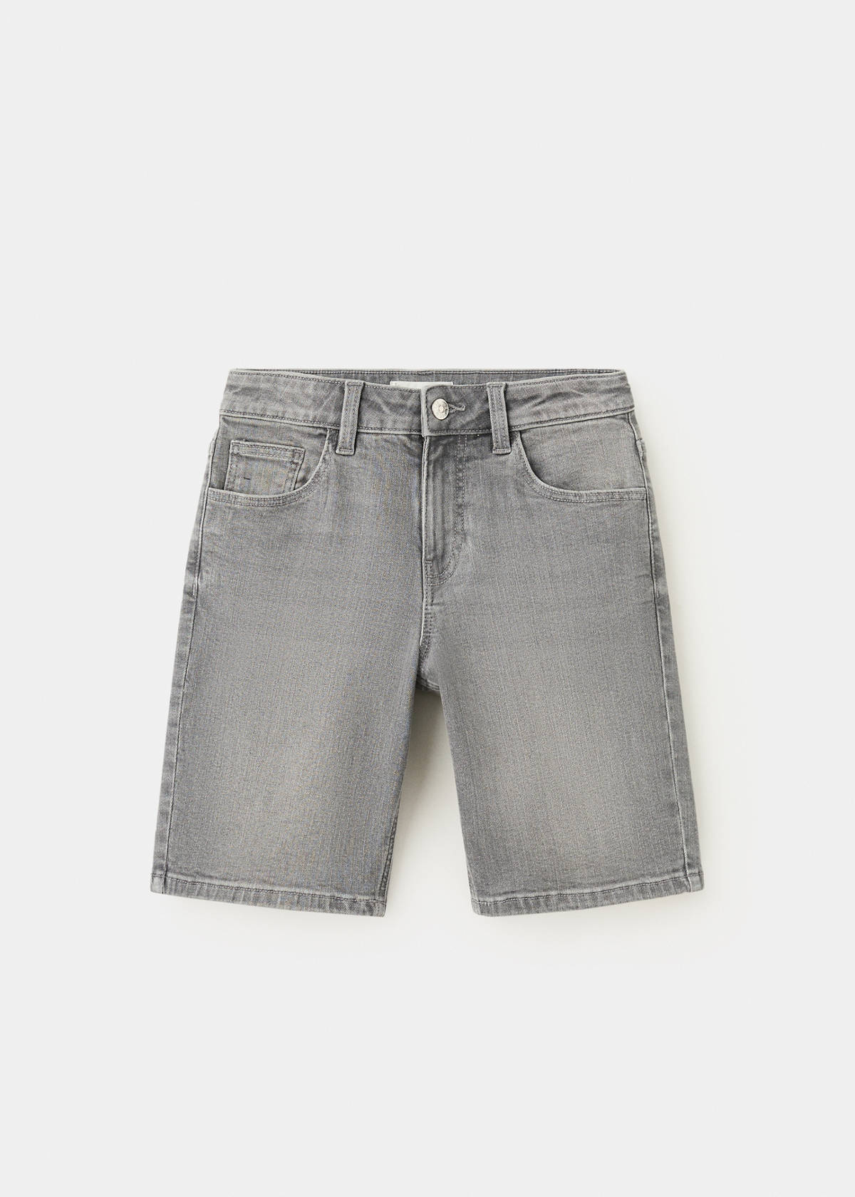 Straight-fit denim bermuda shorts — Denim Grey