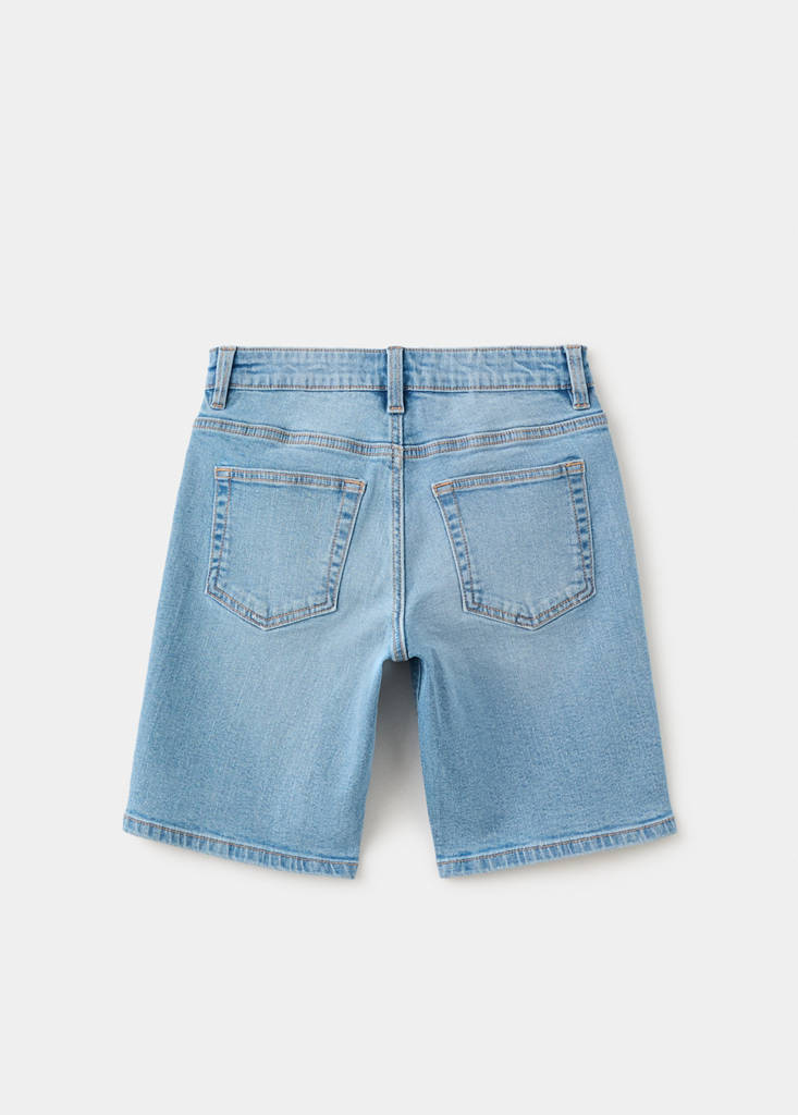 Straight-fit denim bermuda shorts — Medium Blue