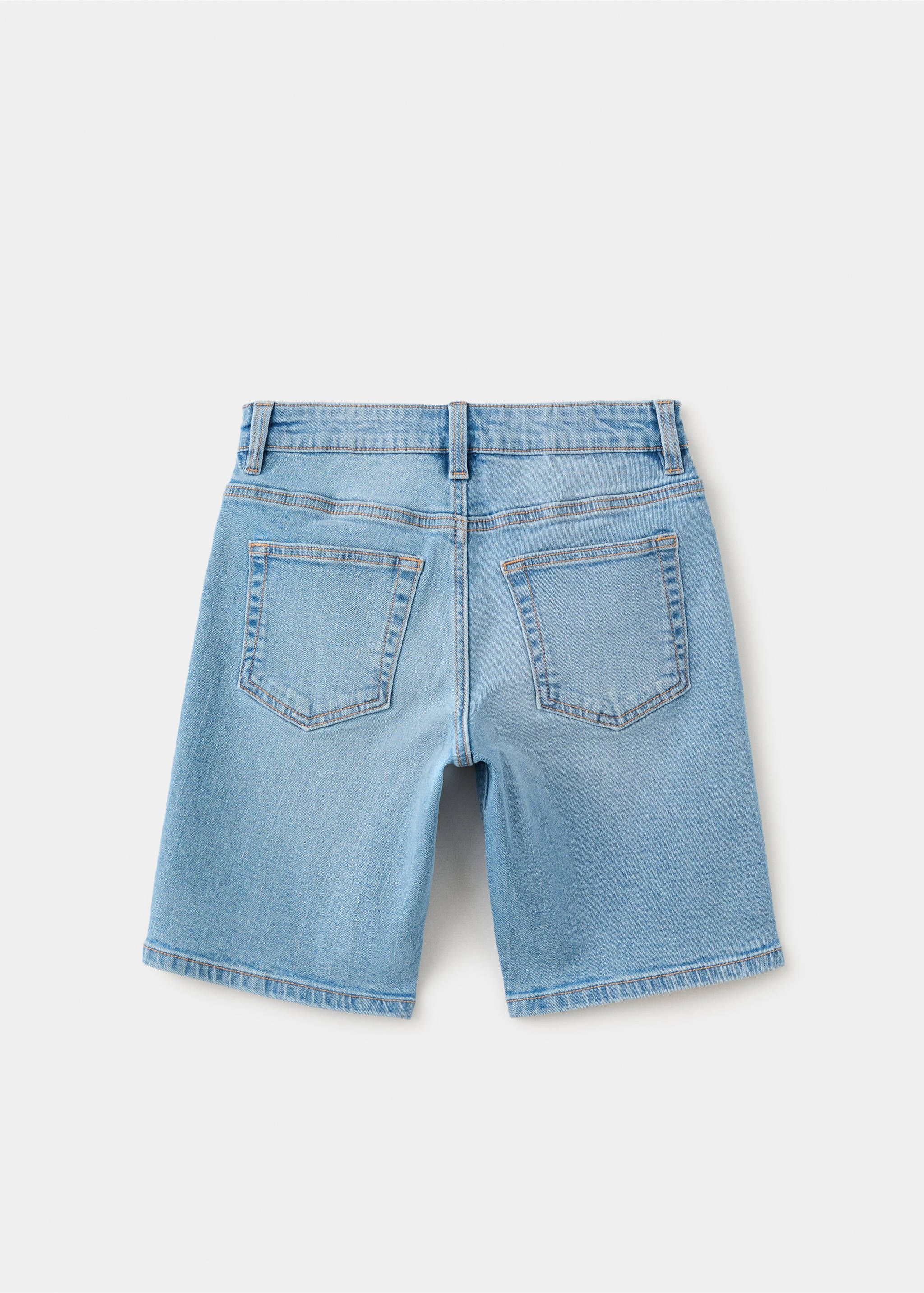 Straight-fit denim bermuda shorts - Reverse of the article, Medium Blue. Ref: 27076348-00.