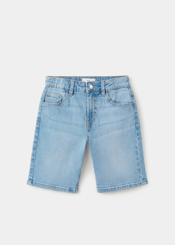 Straight-fit denim bermuda shorts — Medium Blue