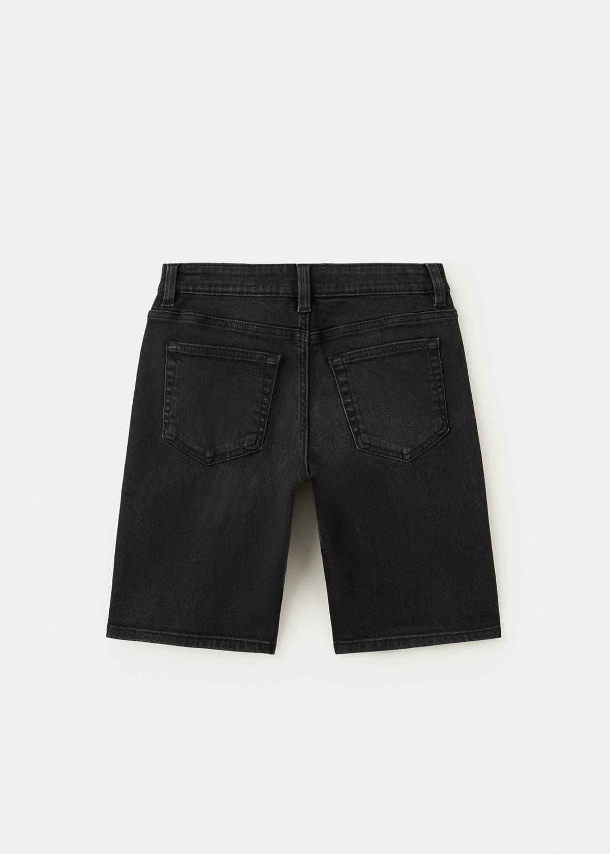 Straight-fit denim bermuda shorts — Black denim