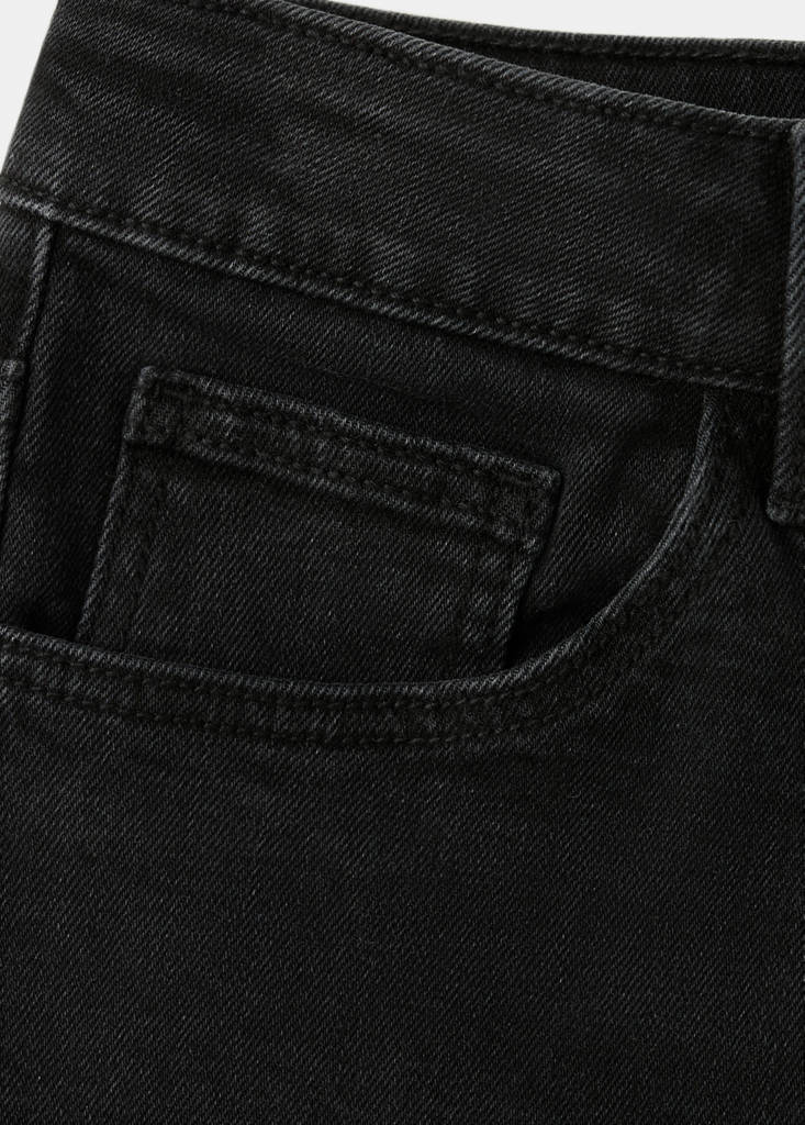 Straight-fit denim bermuda shorts — Black denim