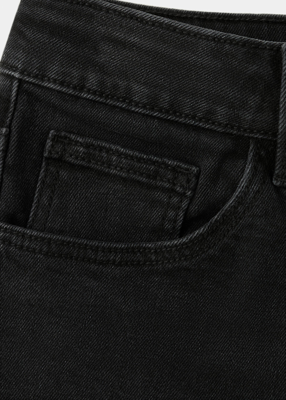 Straight-fit denim bermuda shorts — Black denim