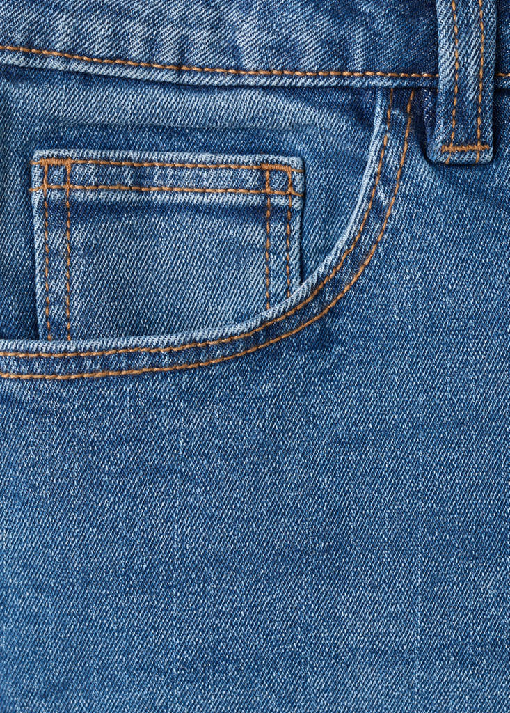 Straight-fit denim bermuda shorts — Dark Blue