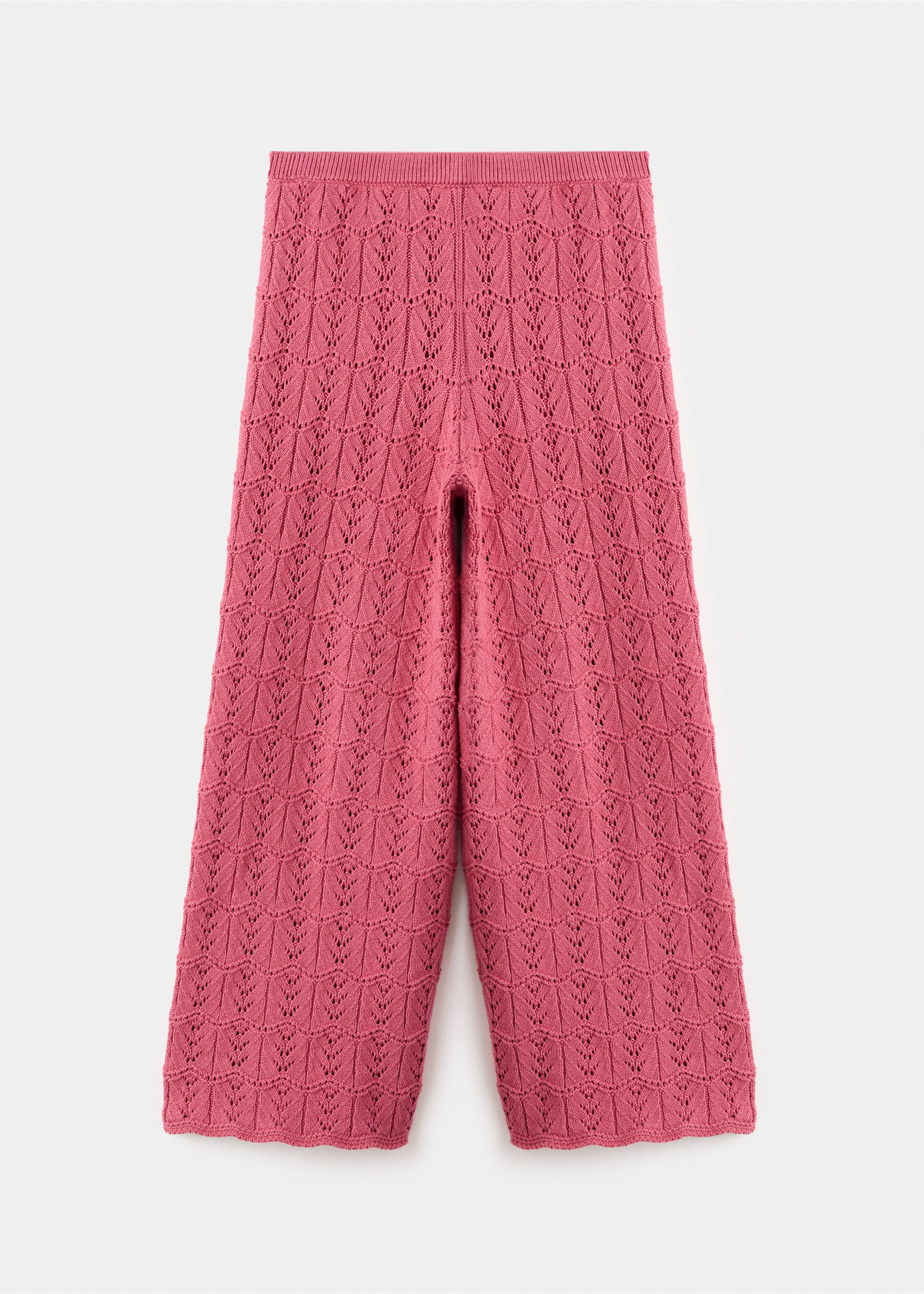 Straight crochet trousers - Article without model, Strawberry. Ref: 27076350-00.