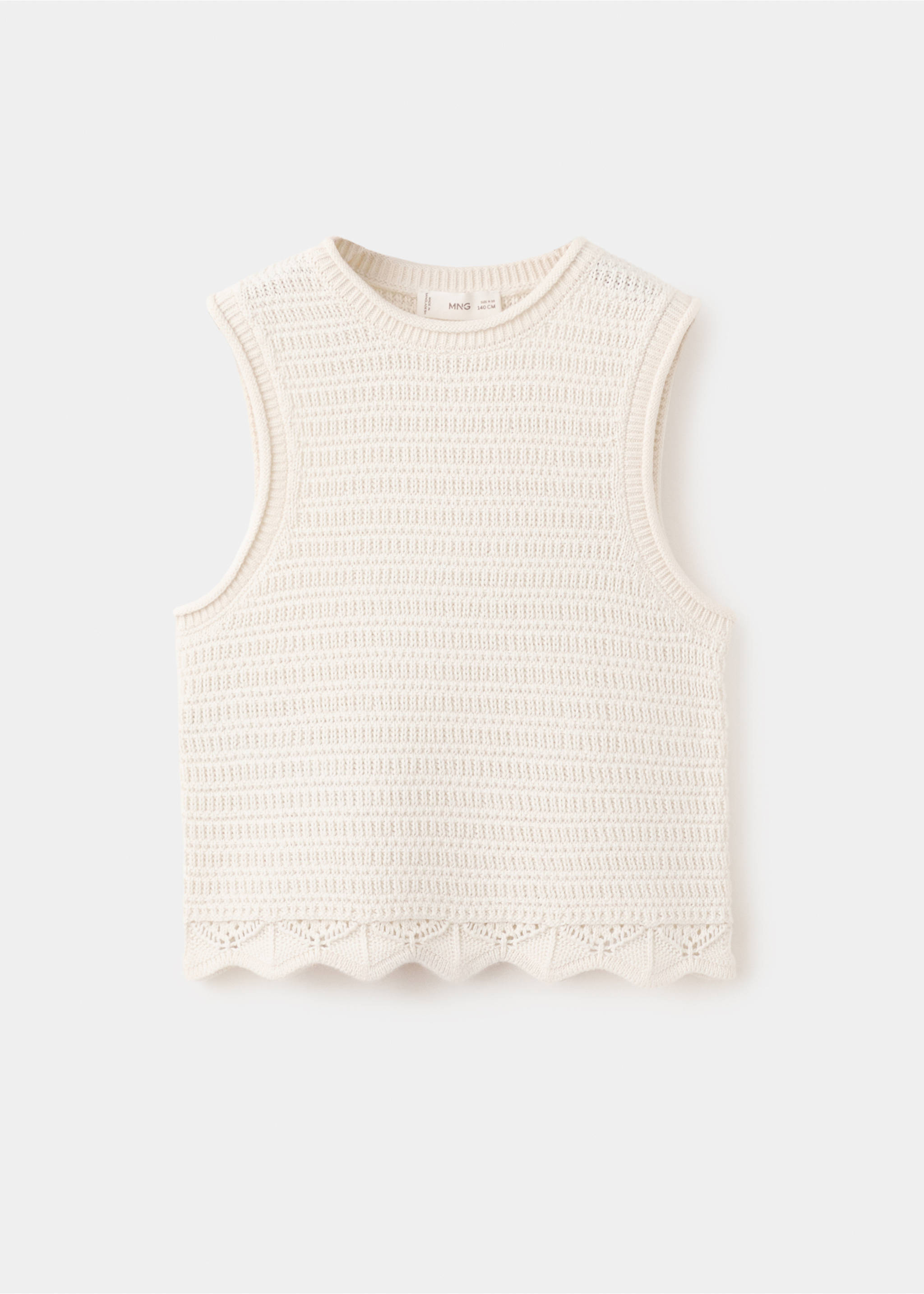 Трикотажний топ з вишитими деталями - Товар без моделі, Екрю. Ref: 27076351-00.