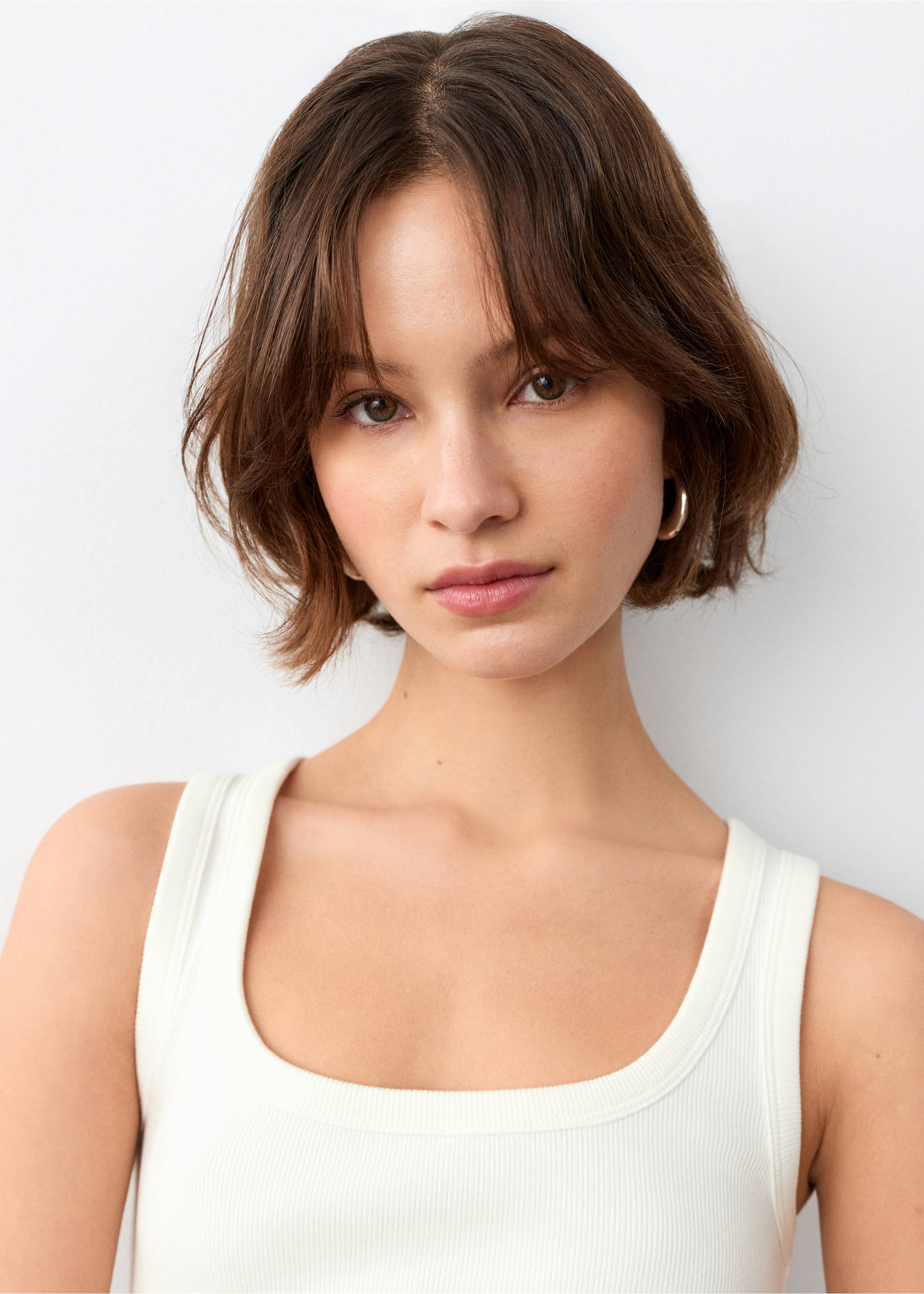 Essential cotton top - Details of the article 1, Off White. Ref: 27076352-00.