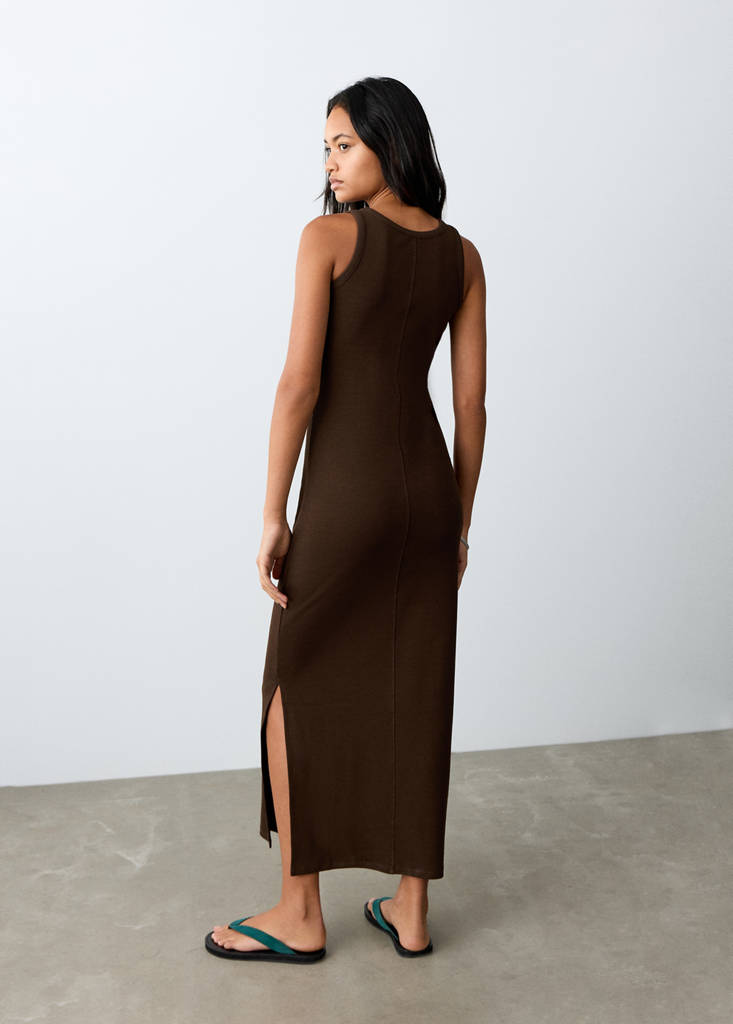 Long studded knit dress — Brown
