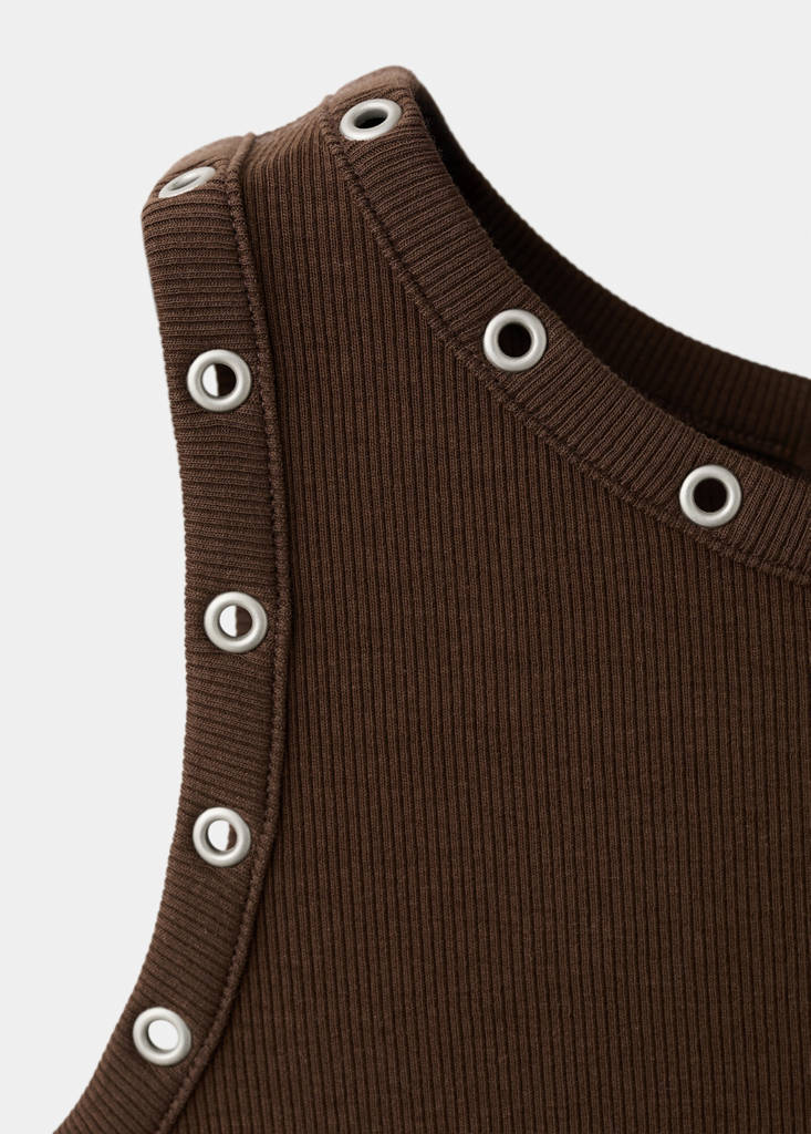 Long studded knit dress — Brown