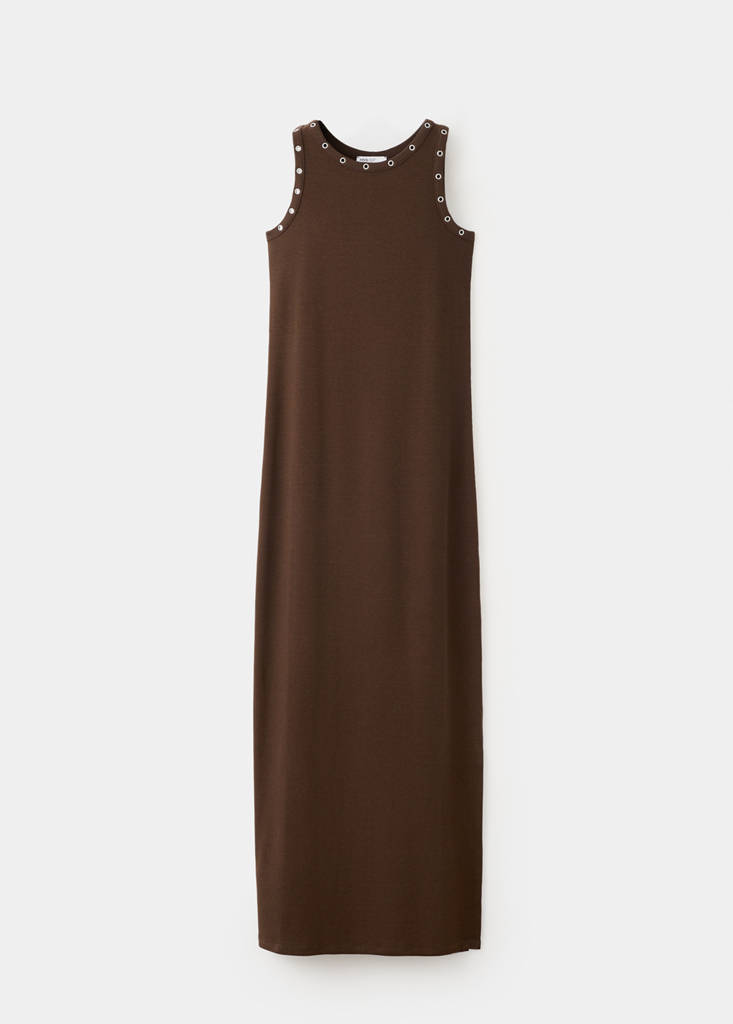 Long studded knit dress — Brown