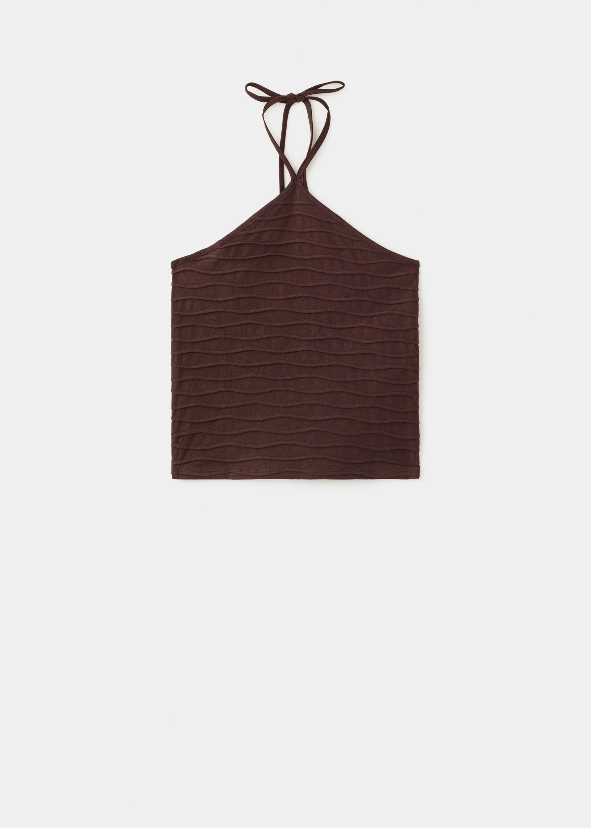 텍스처드 홀터 탑 - 모델 없는 상품, 브라운. Ref: 27076354-00.