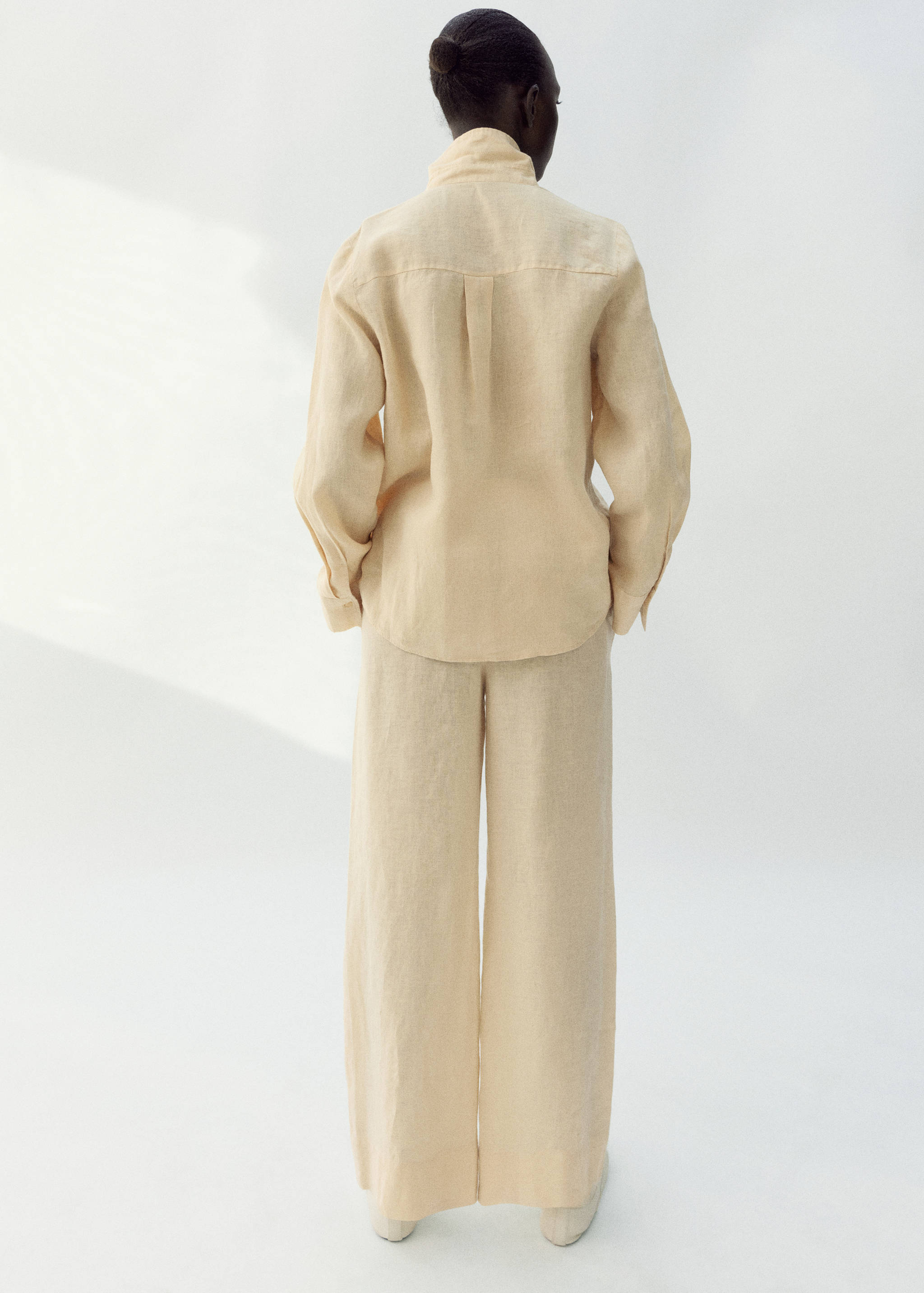 Straight linen-blend trousers - Reverse of the article